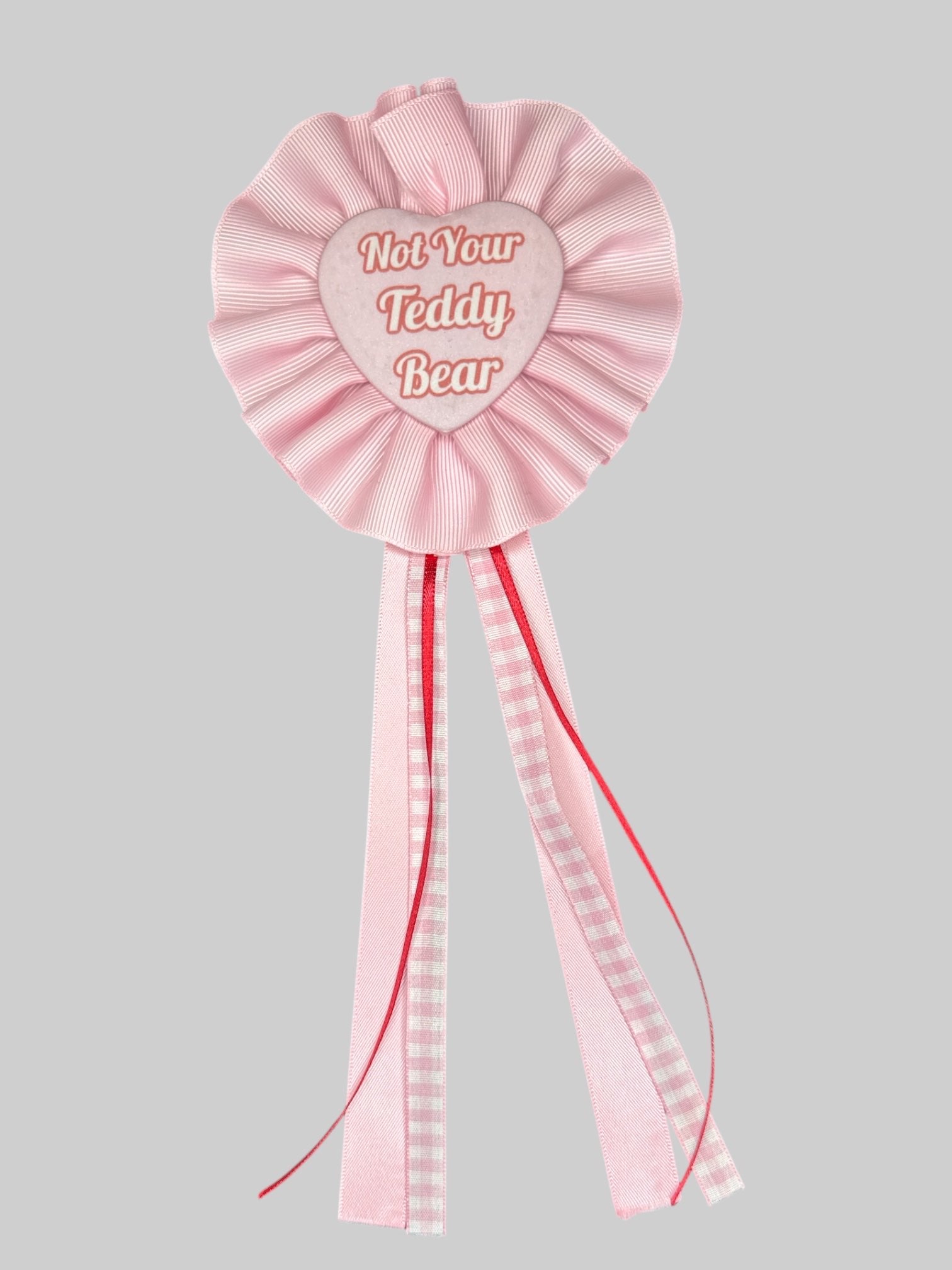 Long pink “Not Your Teddy Bear” pin