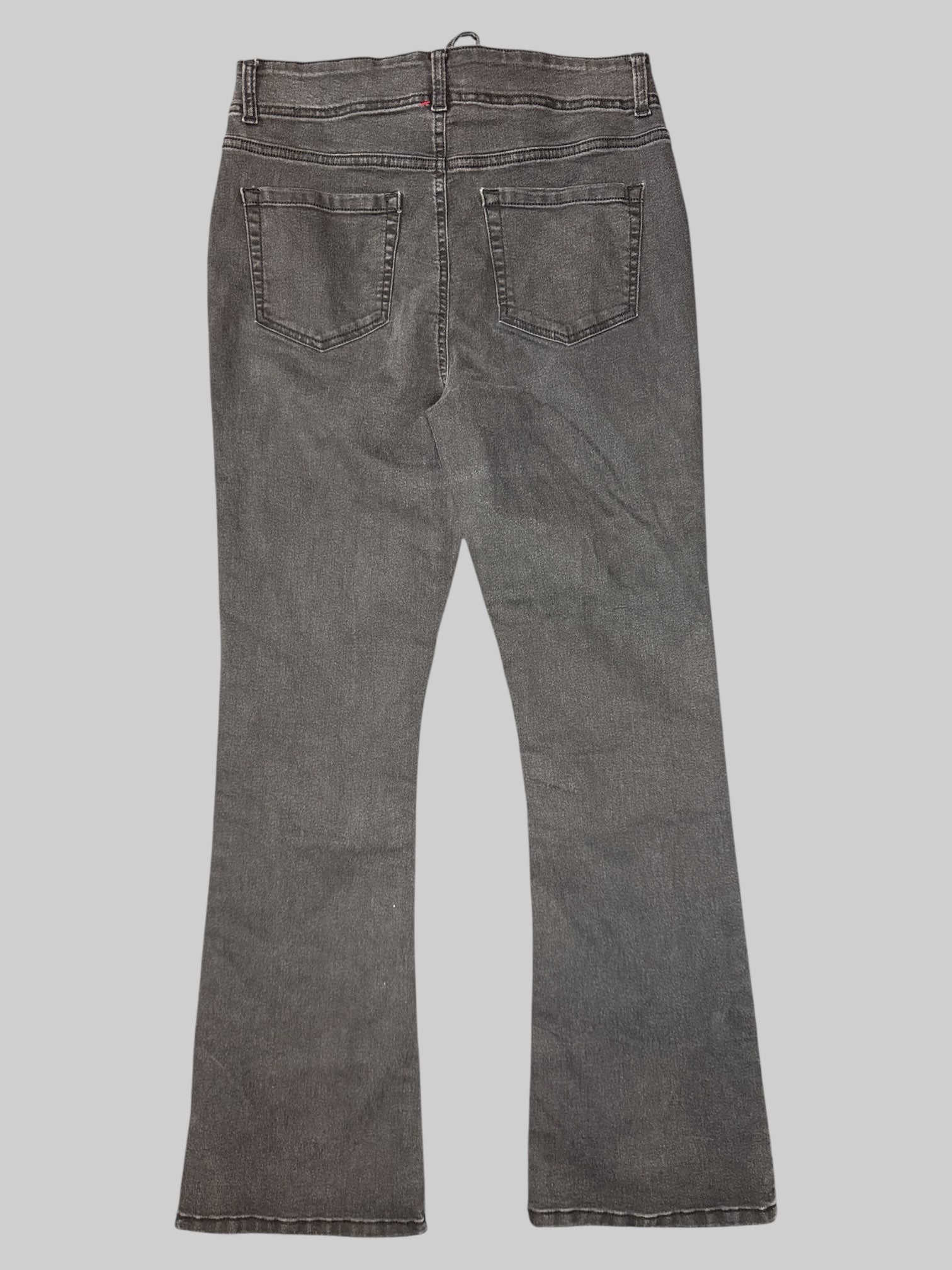 L Black washed out pants with pockets, belt, loops, and lace up closing