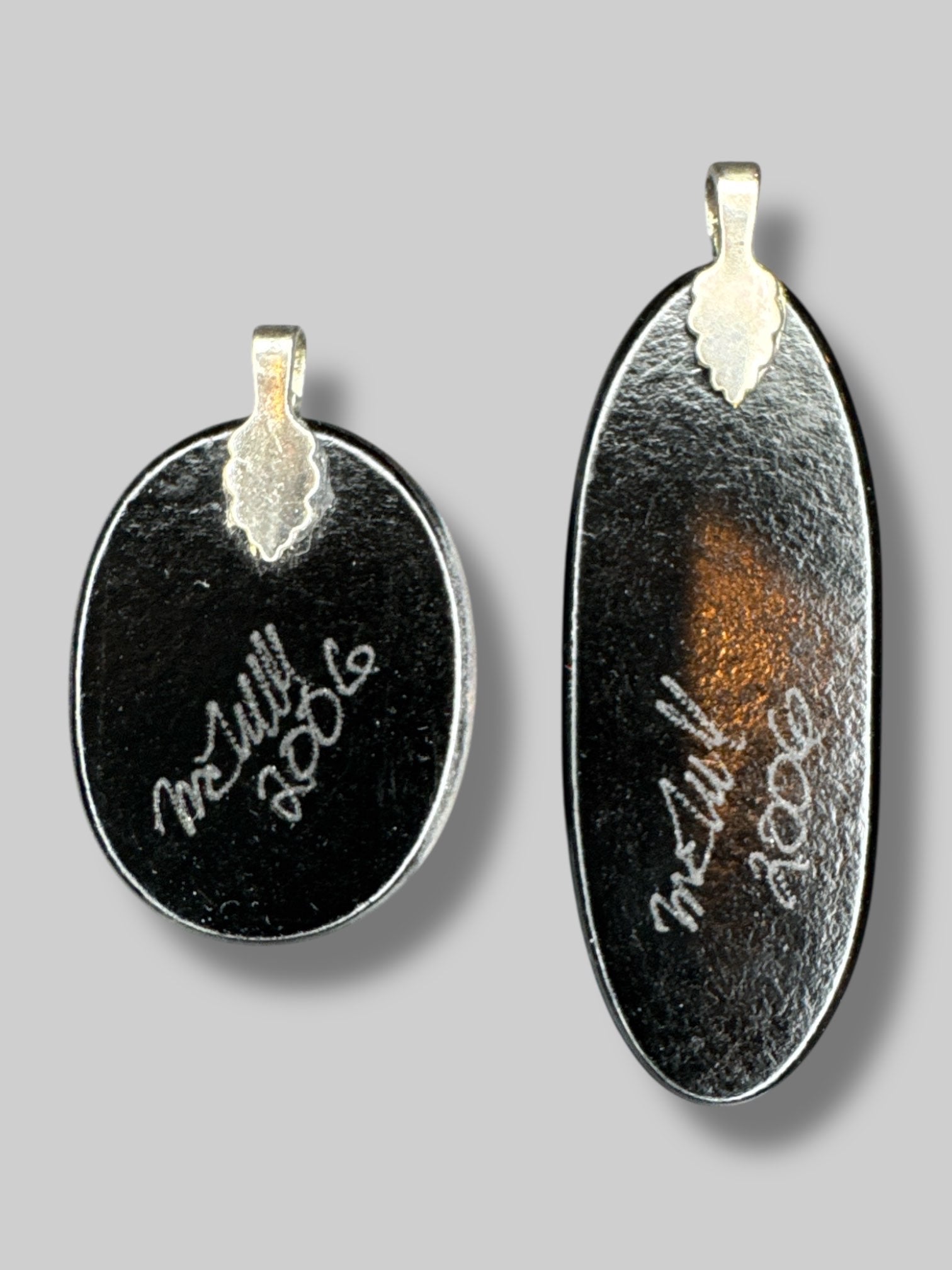 Set of two vintage dichroic glass pendants