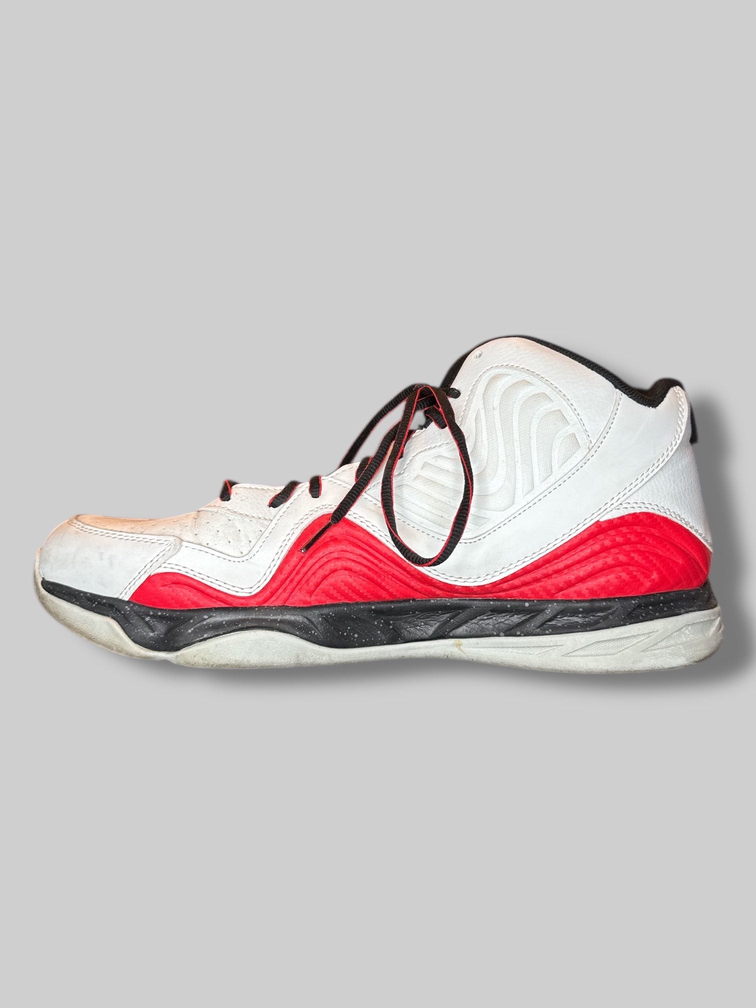 Size 13 AND 1 men’s white, red, and black high top sneakers