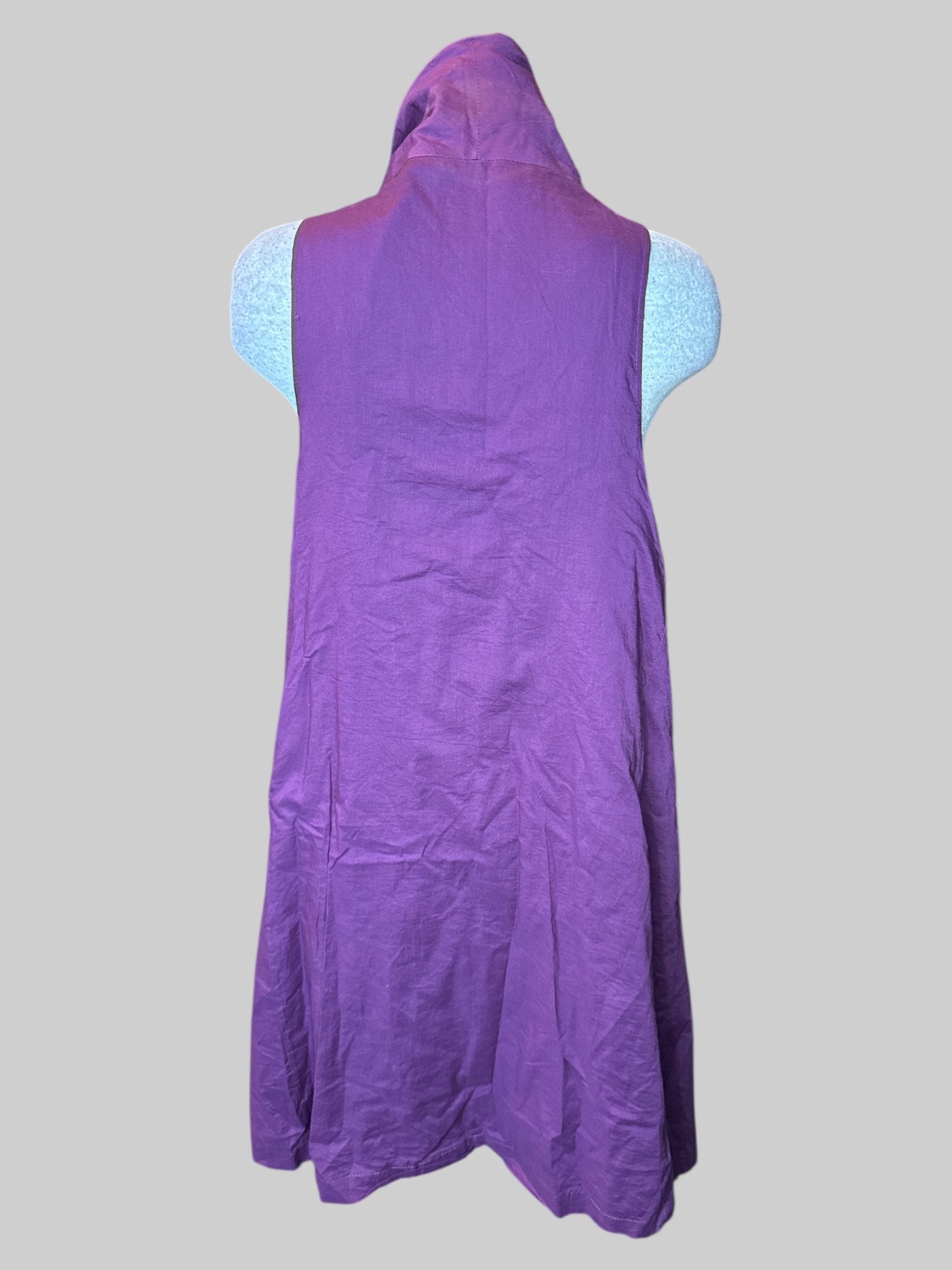 0X Grey and purple reversible sleeveless cardigan with pockets on both sides