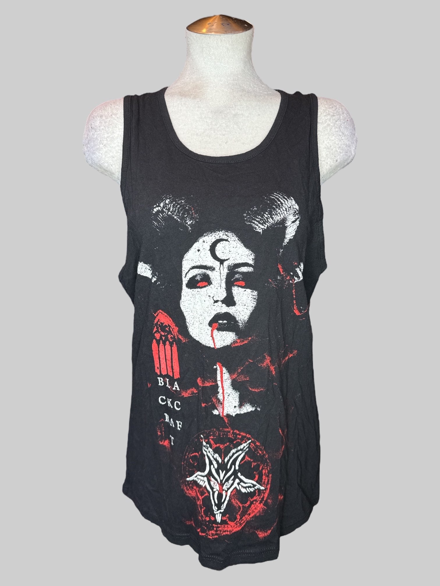 XL Black tank top with Black Craft demon graphic