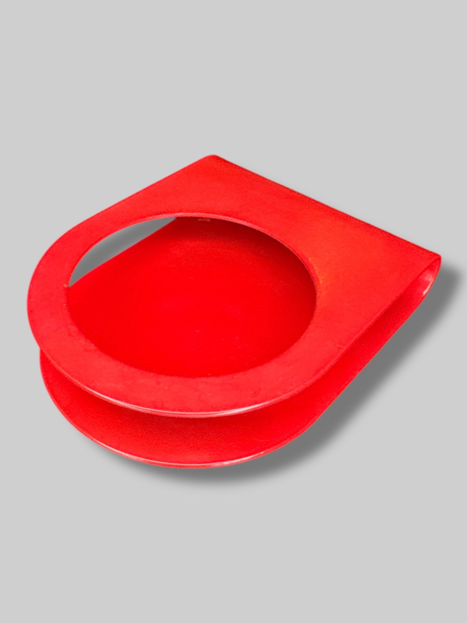 Large red metal candle holder
