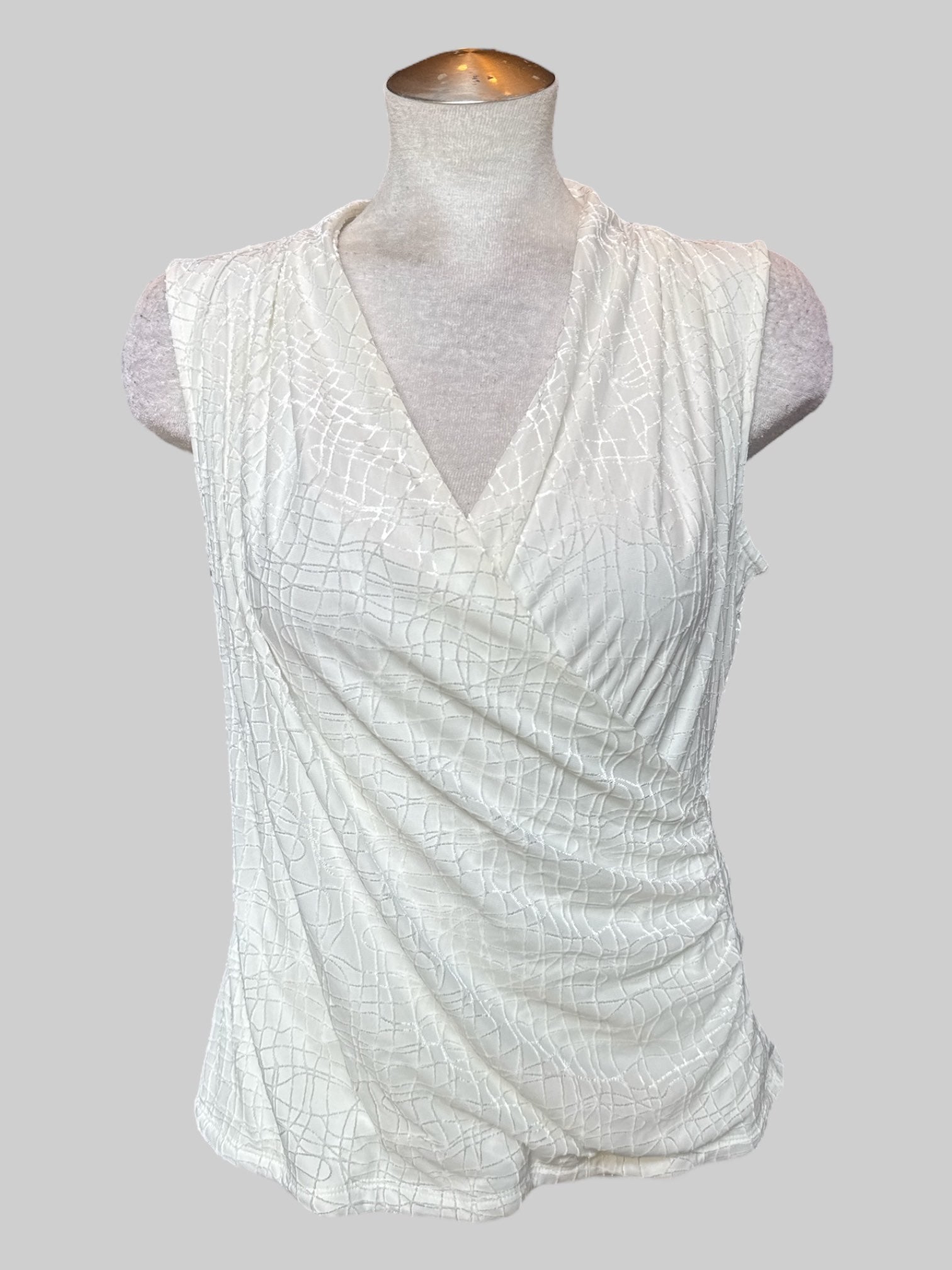 XL NWT Calvin Klein white textured faux wrap sleeveless top