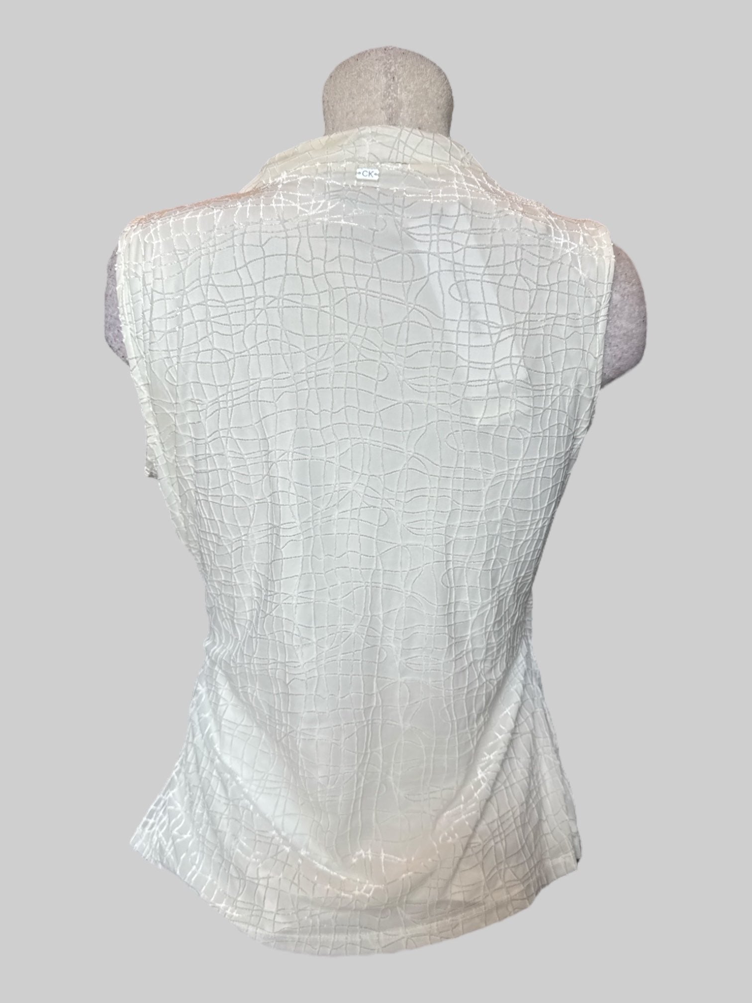 XL NWT Calvin Klein white textured faux wrap sleeveless top