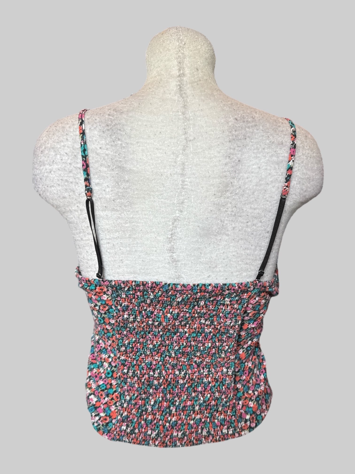 0X Multicolor floral crop top with shirred back