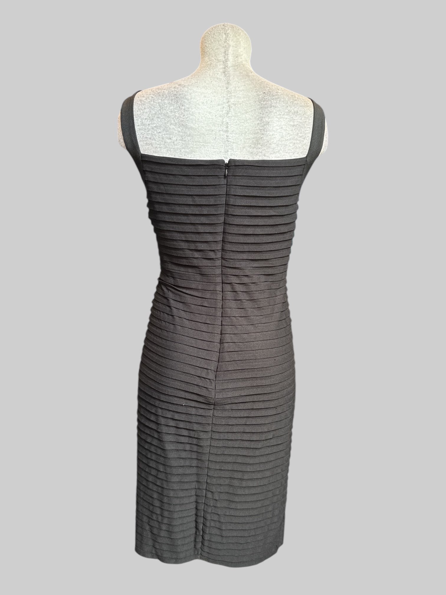 2X Vintage black textured body con dress, has some glitter on straps