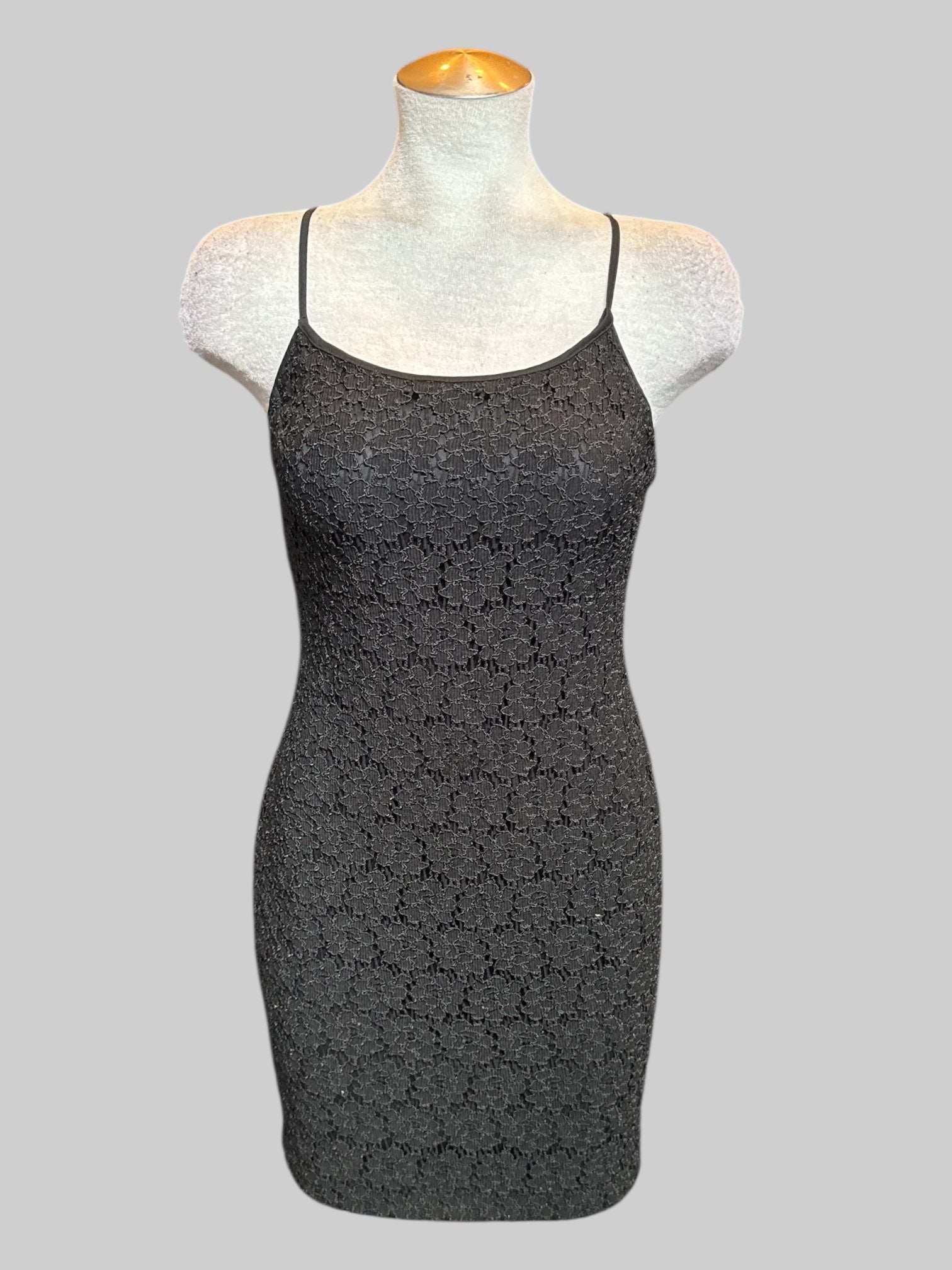 S Black vintage union made textured floral dress