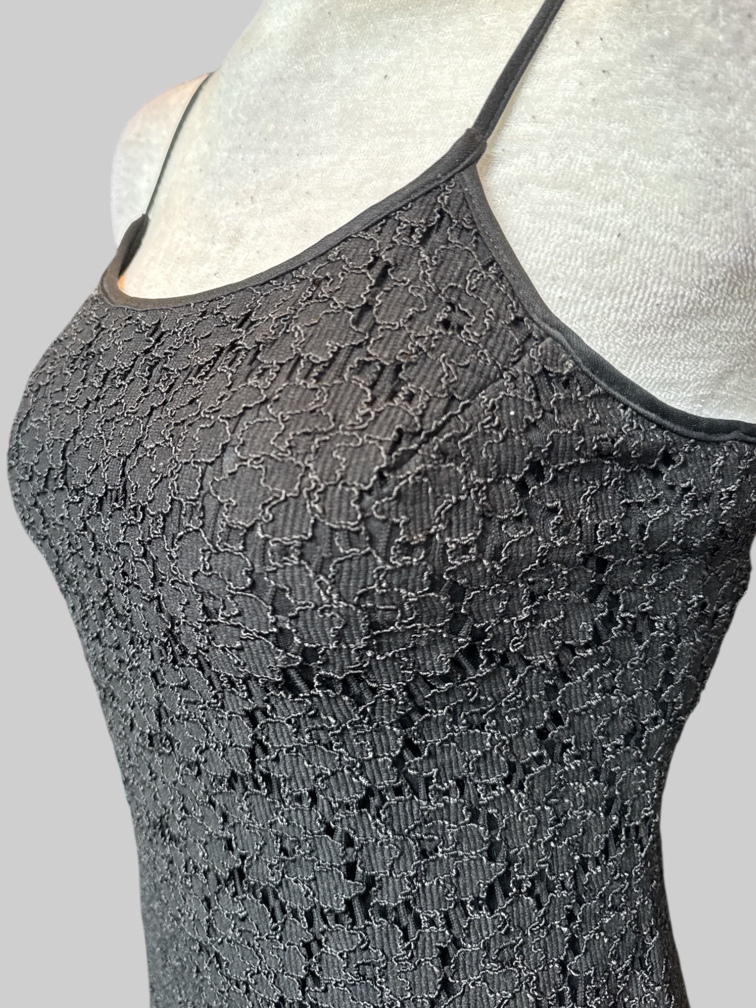 S Black vintage union made textured floral dress