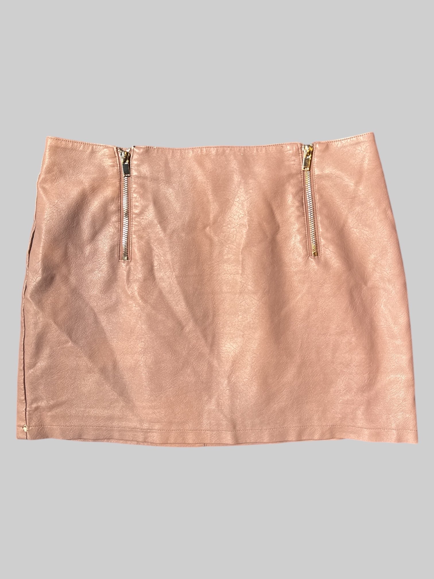 0X Dusty rose pleather short skirt with side zippers