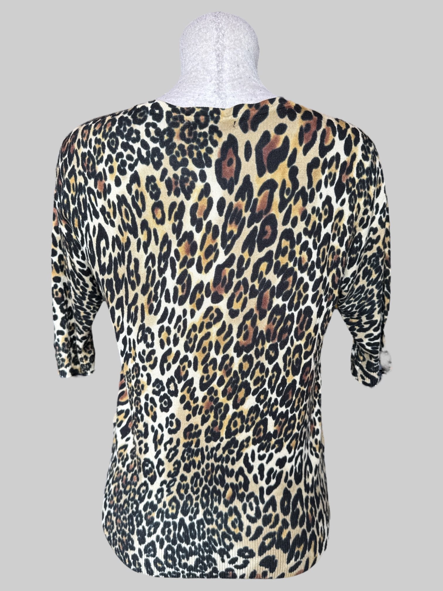 L Short sleeve button down leopard print cardigan