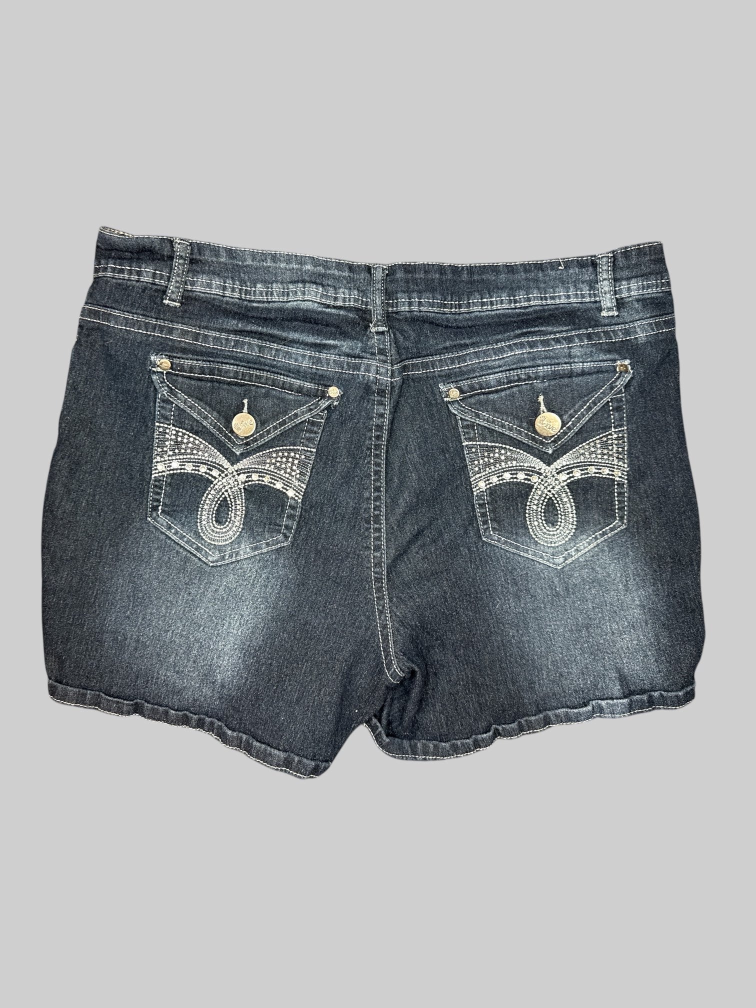 0X Vintage dark blue shorts with rhinestones and embroidery