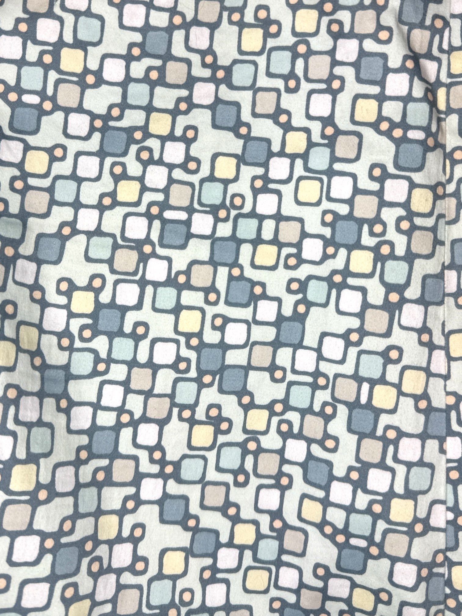 M Petite light blue Capri pants with blue pinkish and yellow geometric pattern