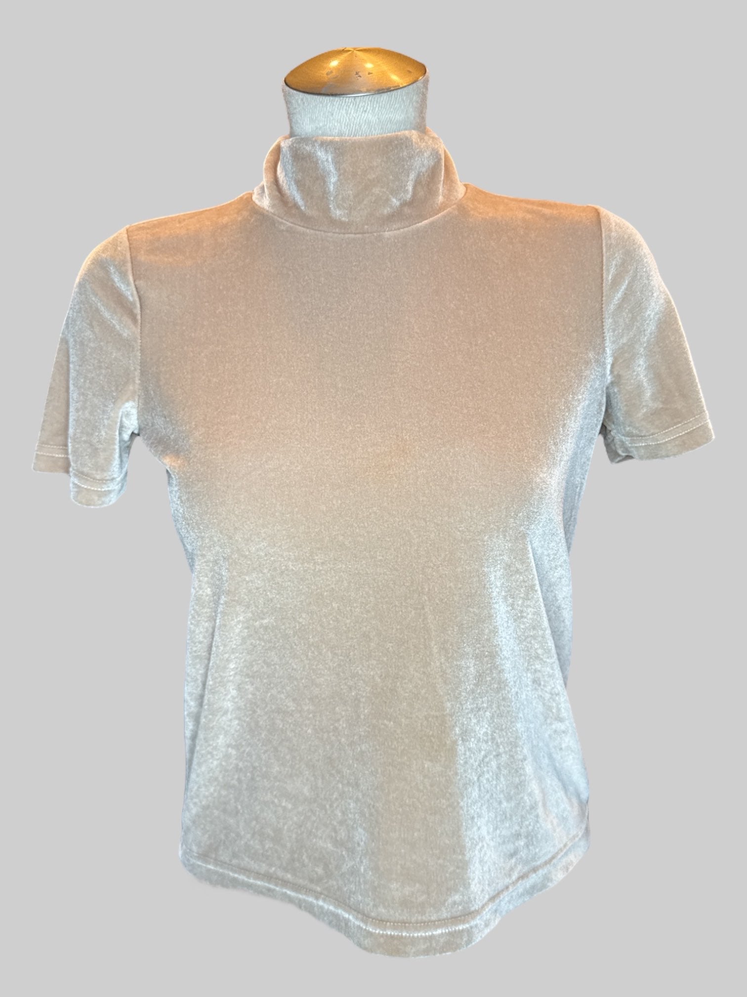 M Tan velvet mock neck top