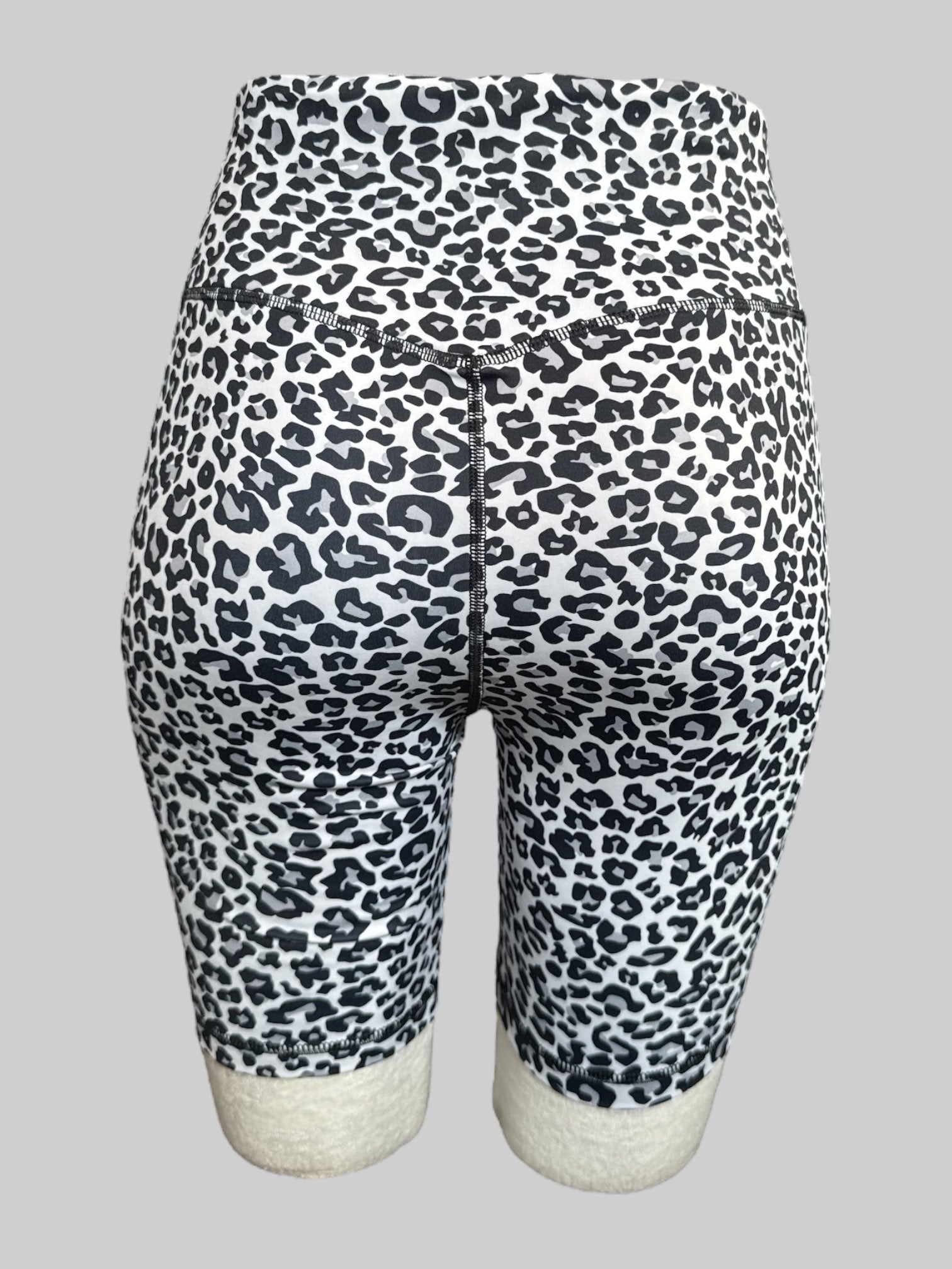 S Grey and black animal print athletic spandex shorts