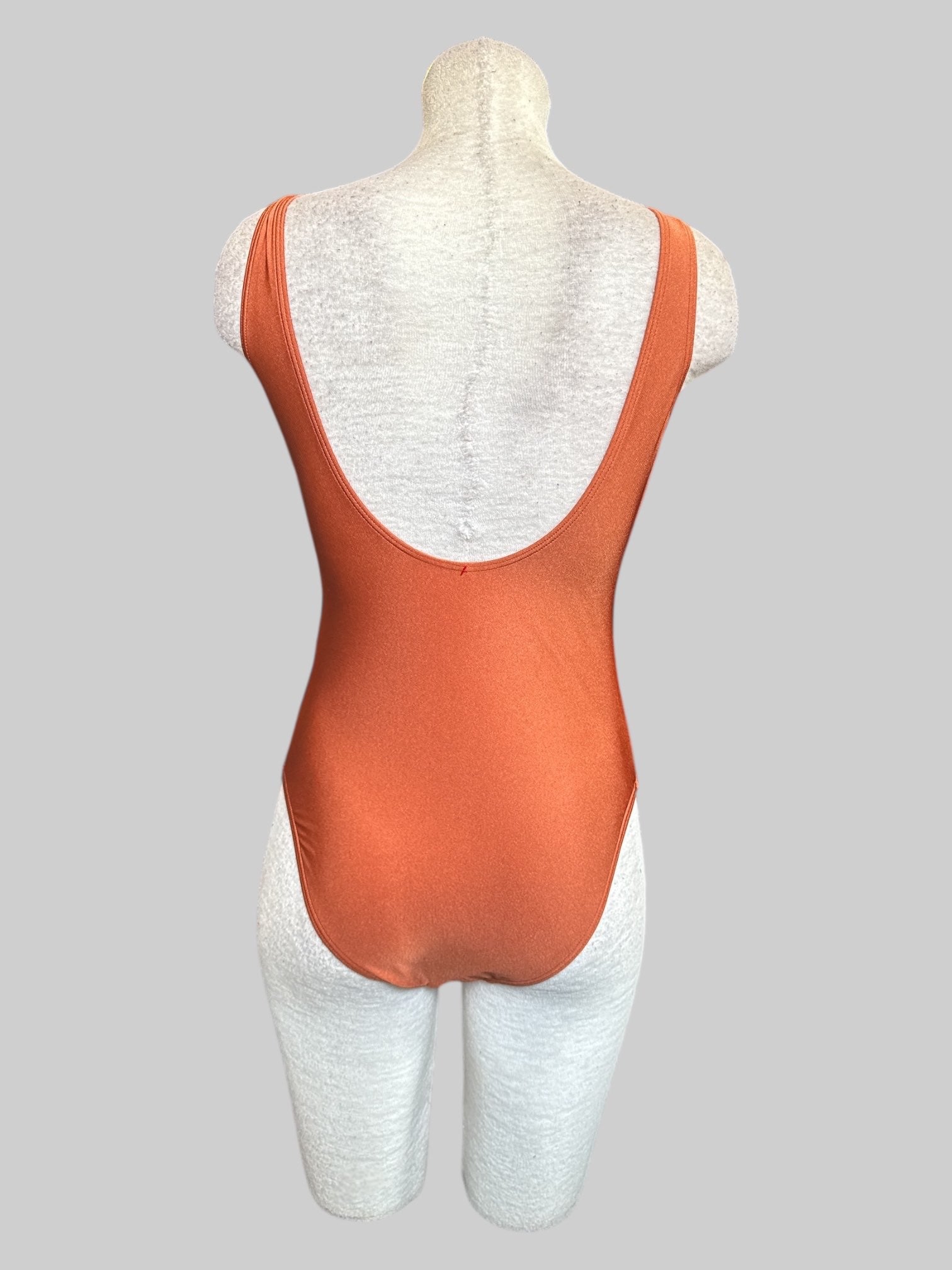 L Color block orange swim suit with tie on side