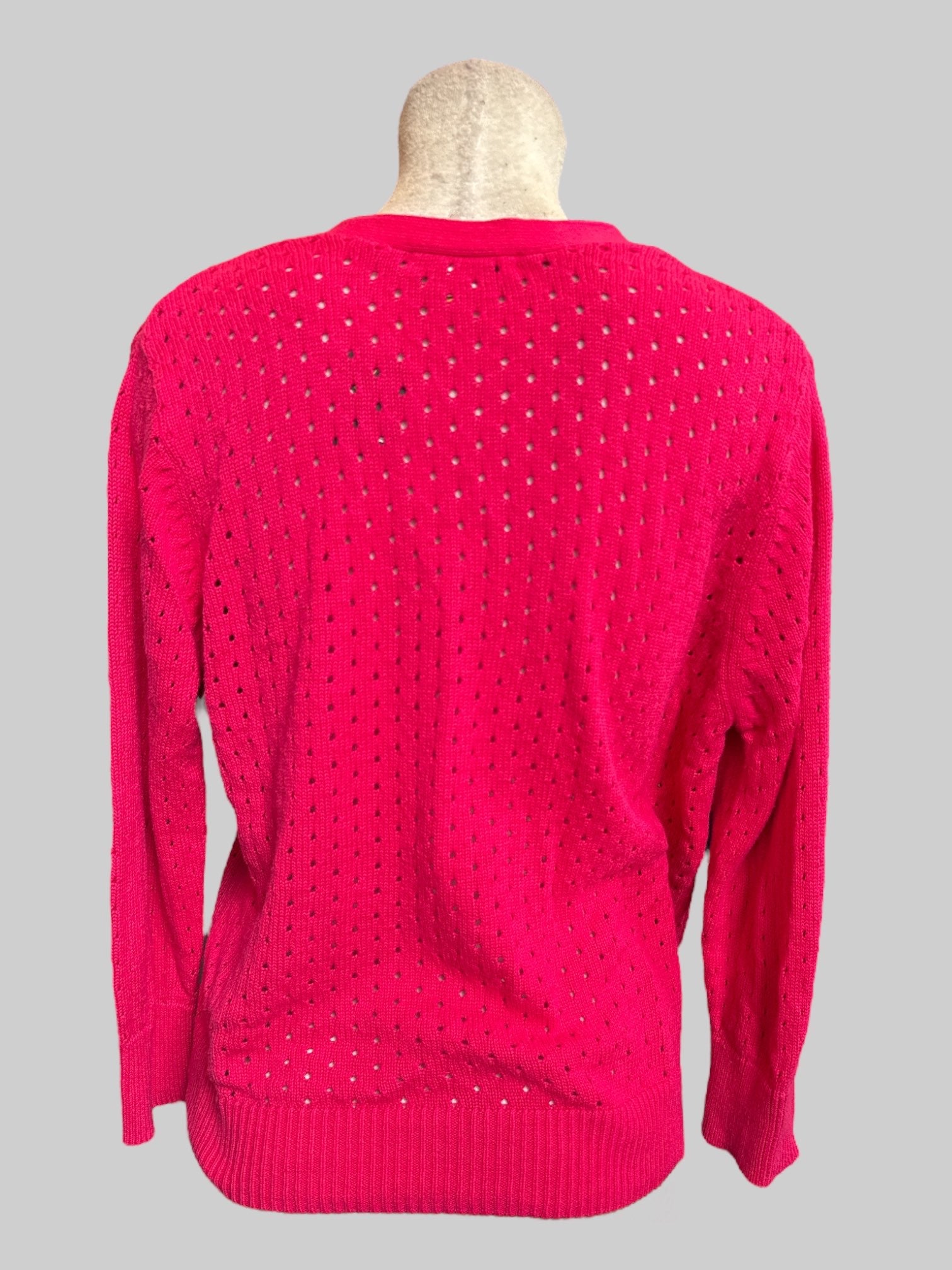 XL Bright pink textured knit cardigan with buttons