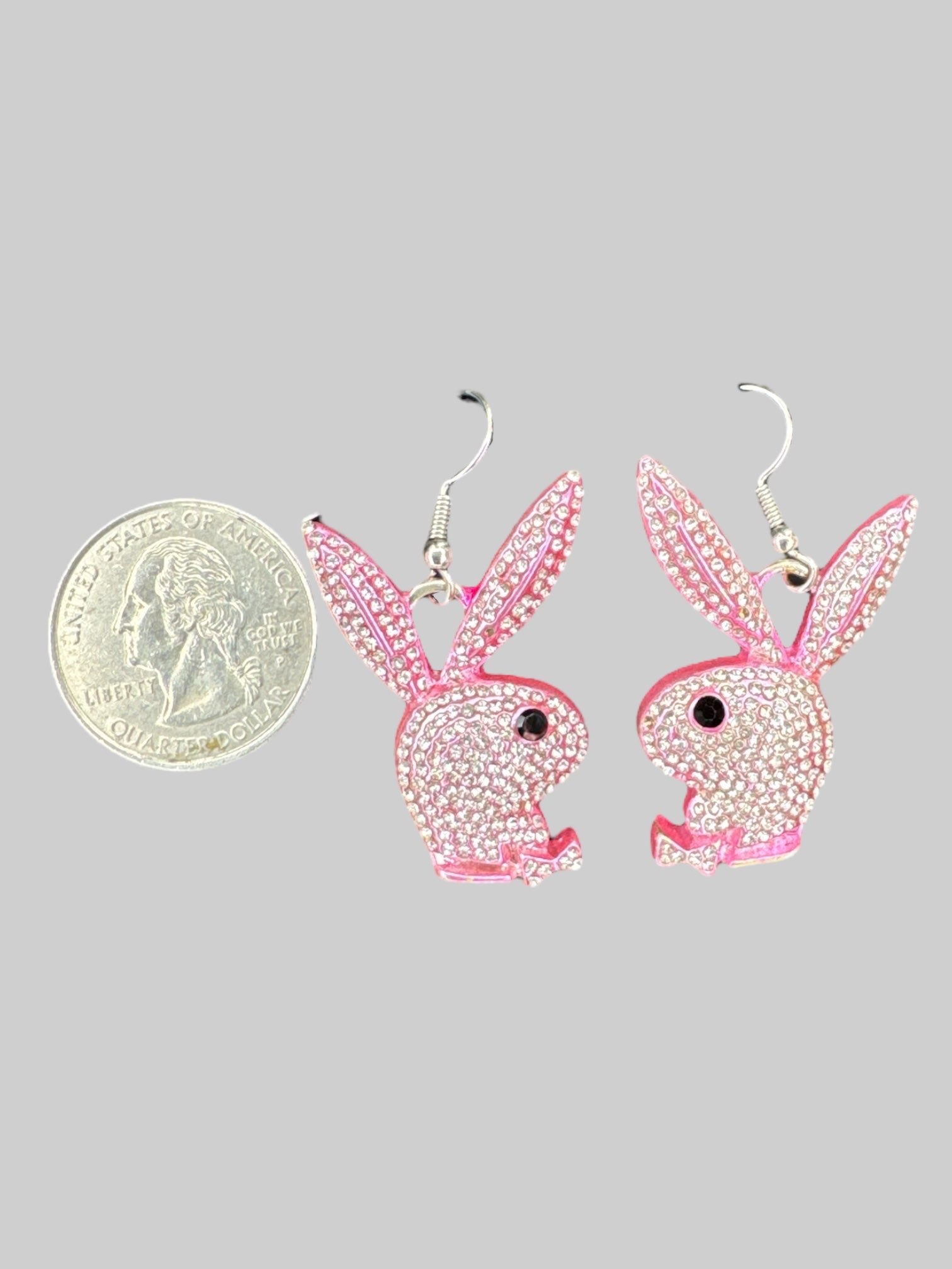 Pink rhinestone playboy earrings