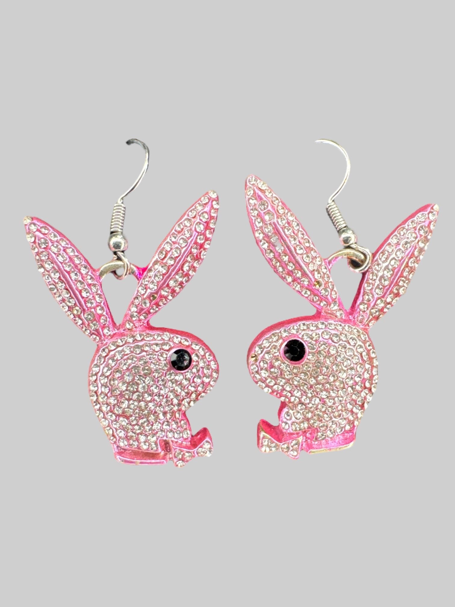 Pink rhinestone playboy earrings