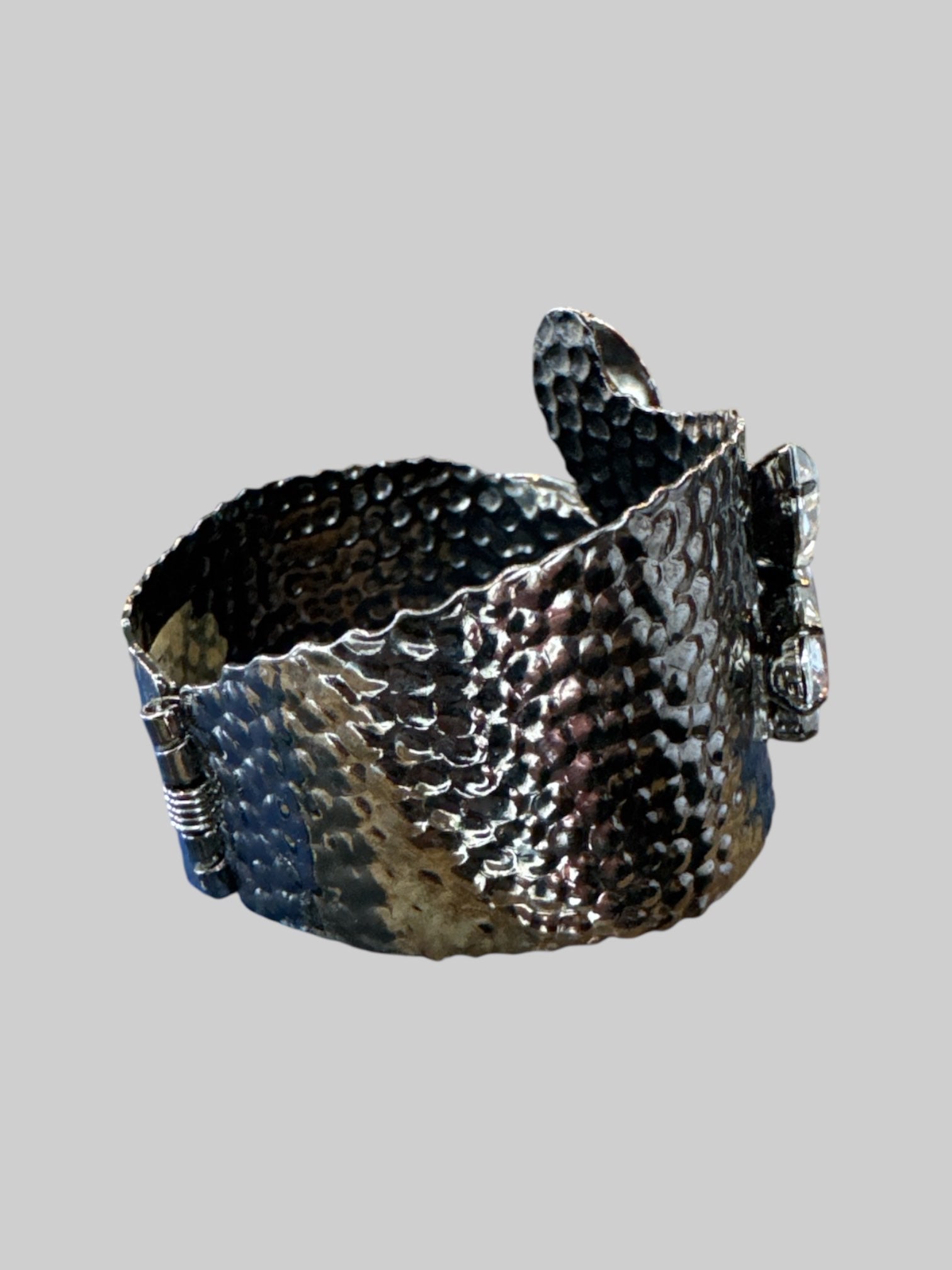 Textured cuff bracelet with stones