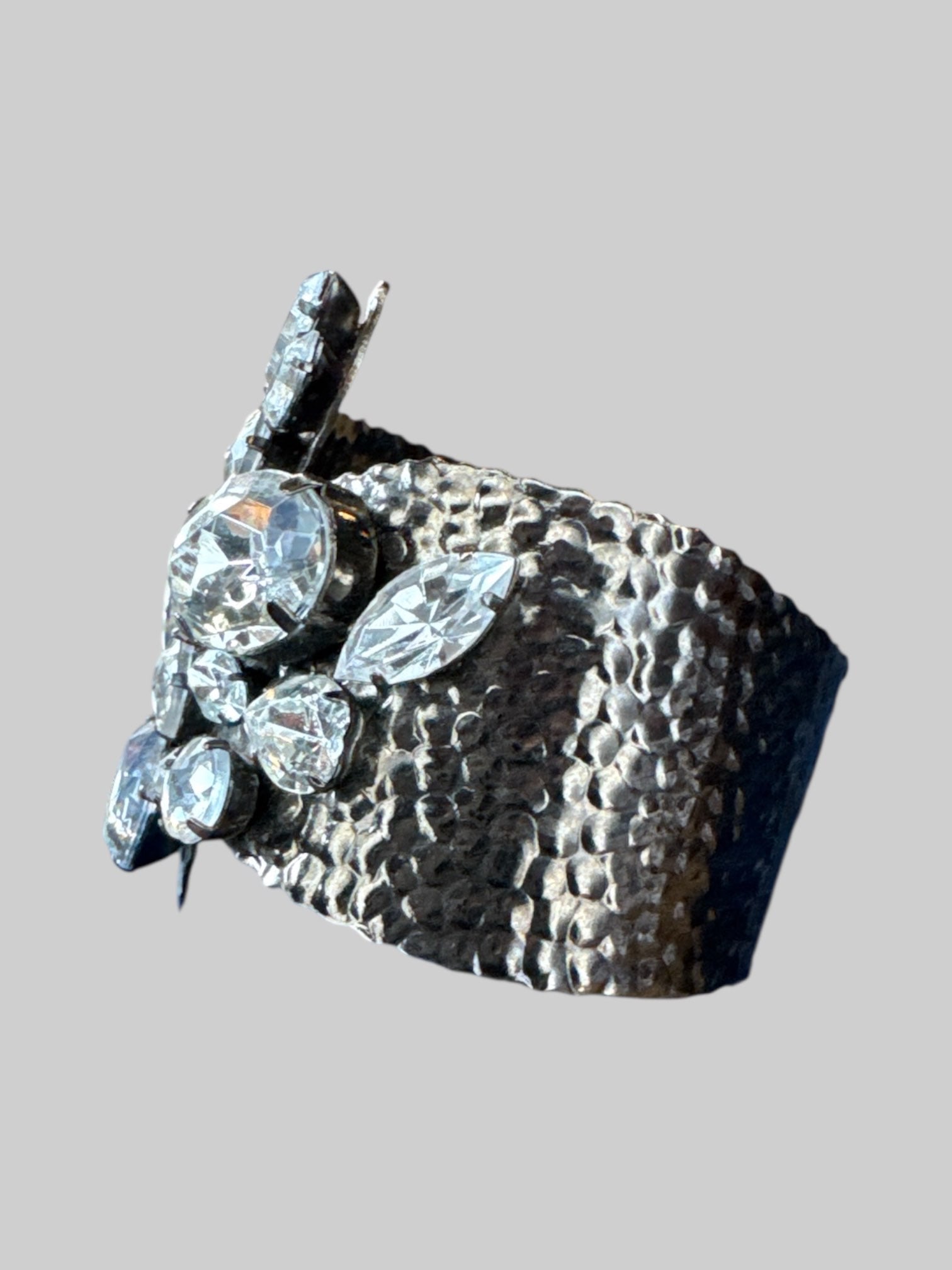 Textured cuff bracelet with stones