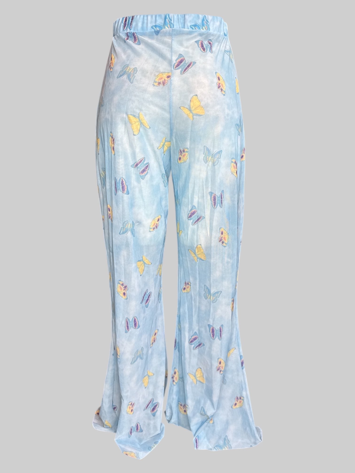 XL Sheer flowy light blue pants either butterflies and elastic waistband