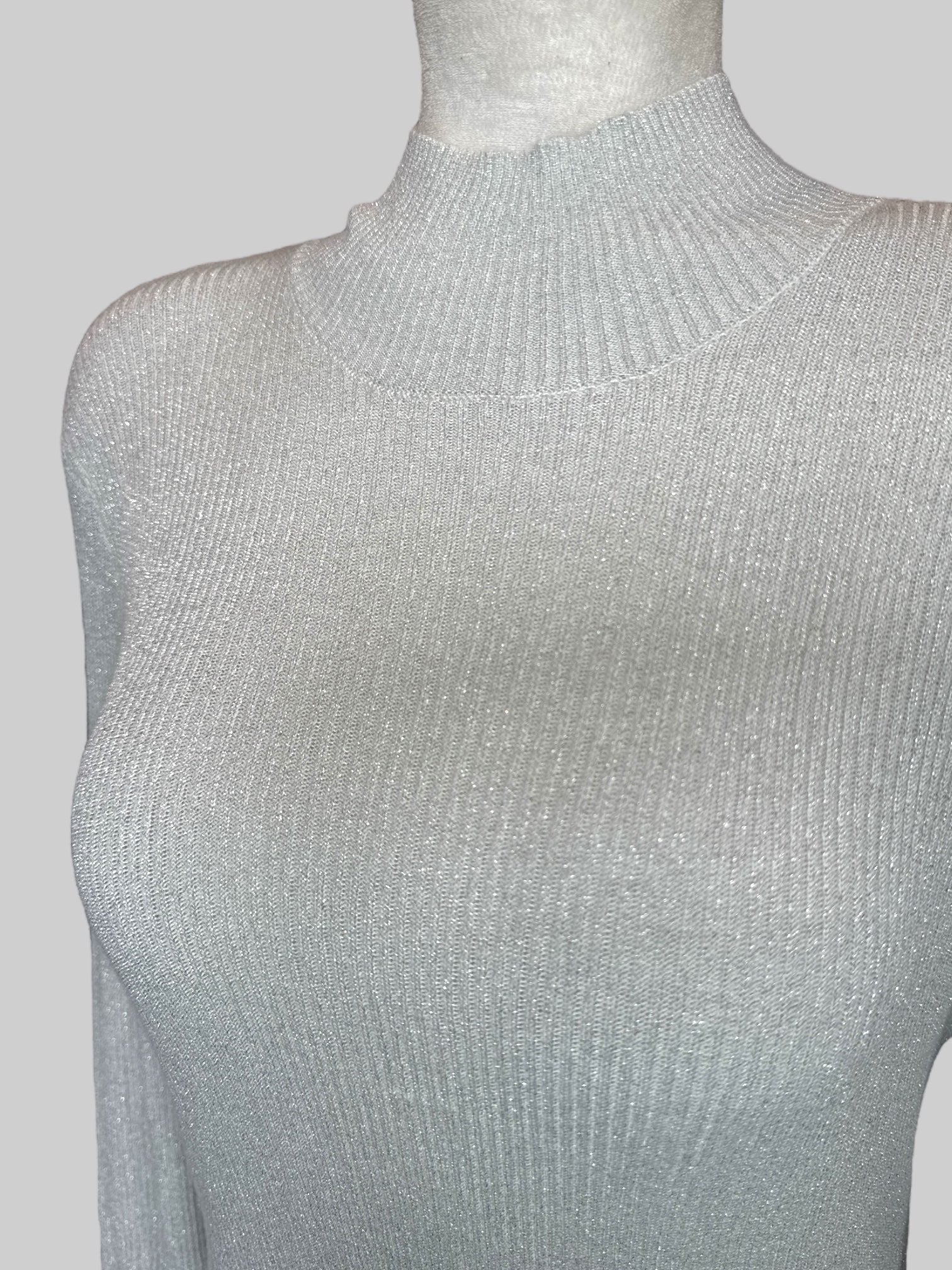 1X ModCloth NWT white turtleneck with metallic silver