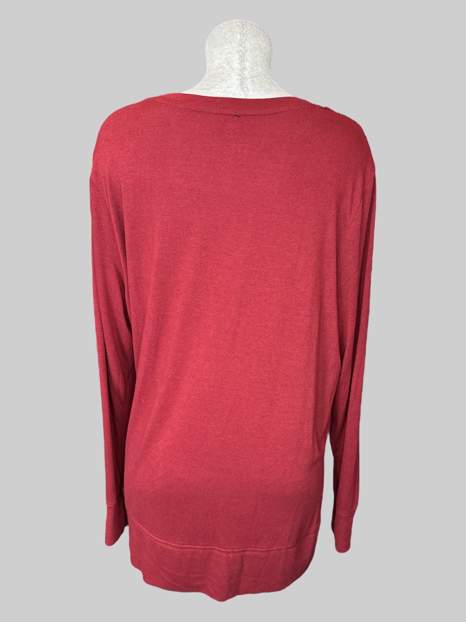 2X Maroon “Hello Fall” long sleeve flowy top with slits on side