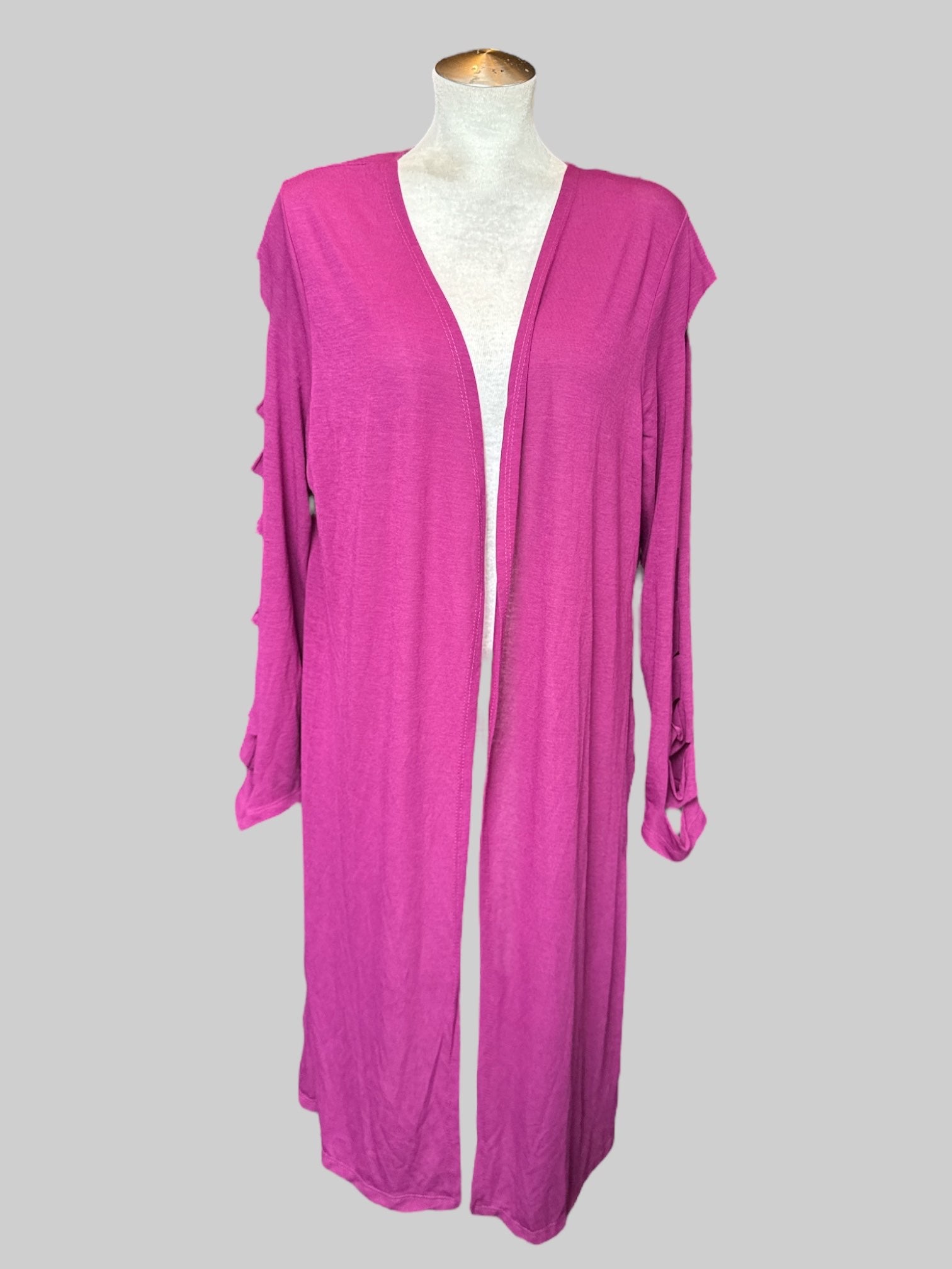 5X Pink purple maxi cardigan with cut outs on sleeves