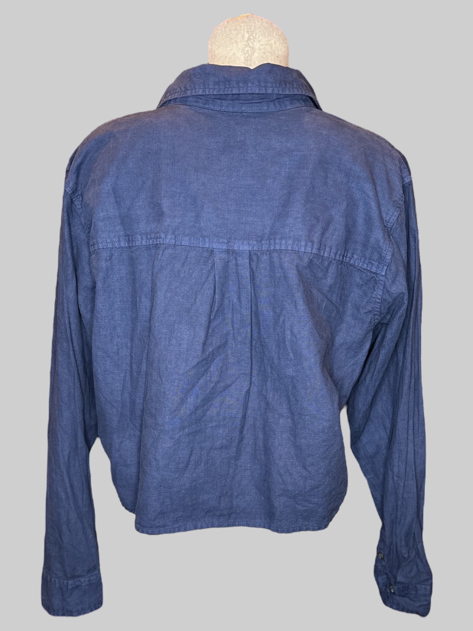 XL Dark blue cropped button up