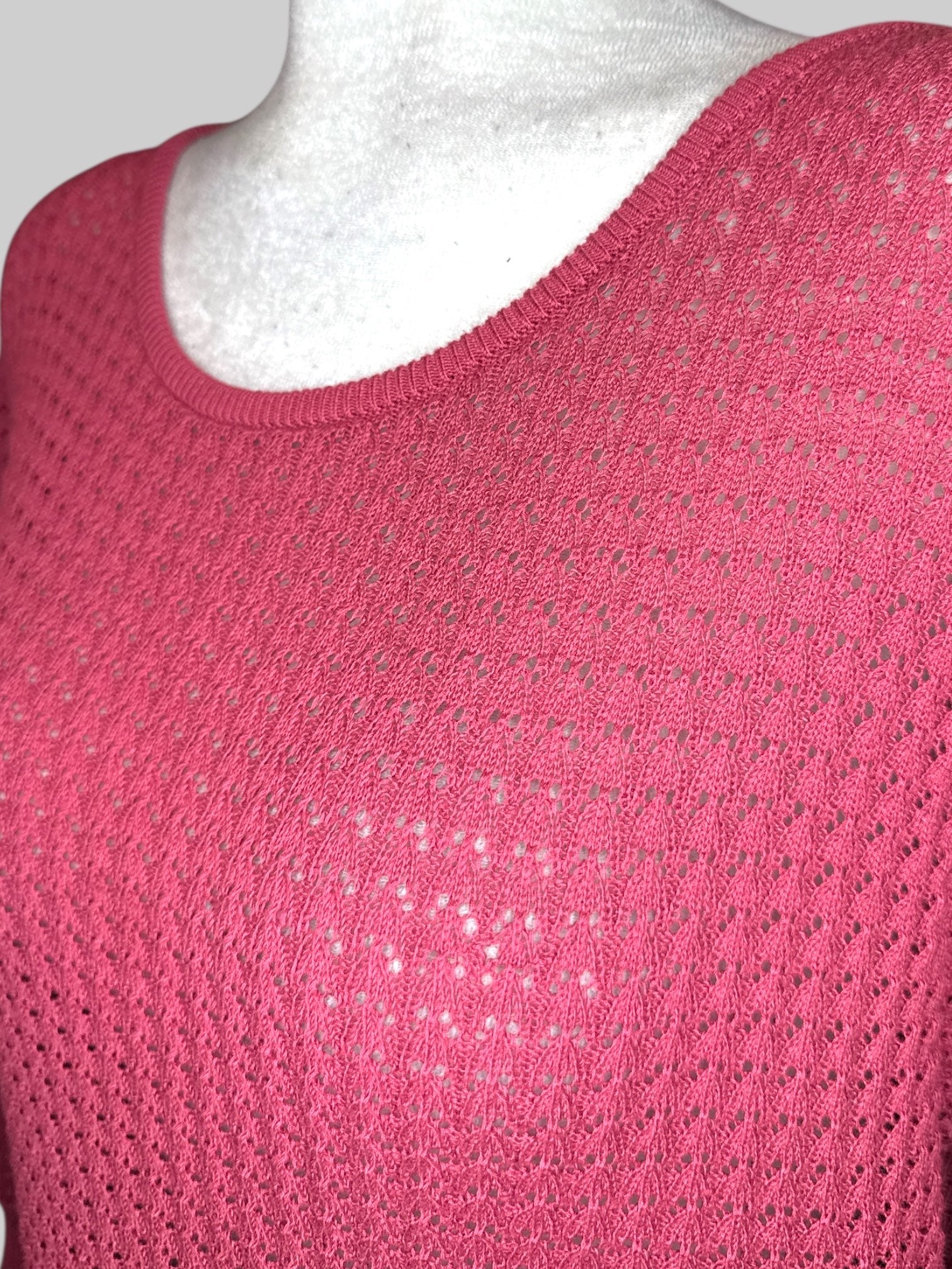 4X Pink knit sweater with quarter sleeves