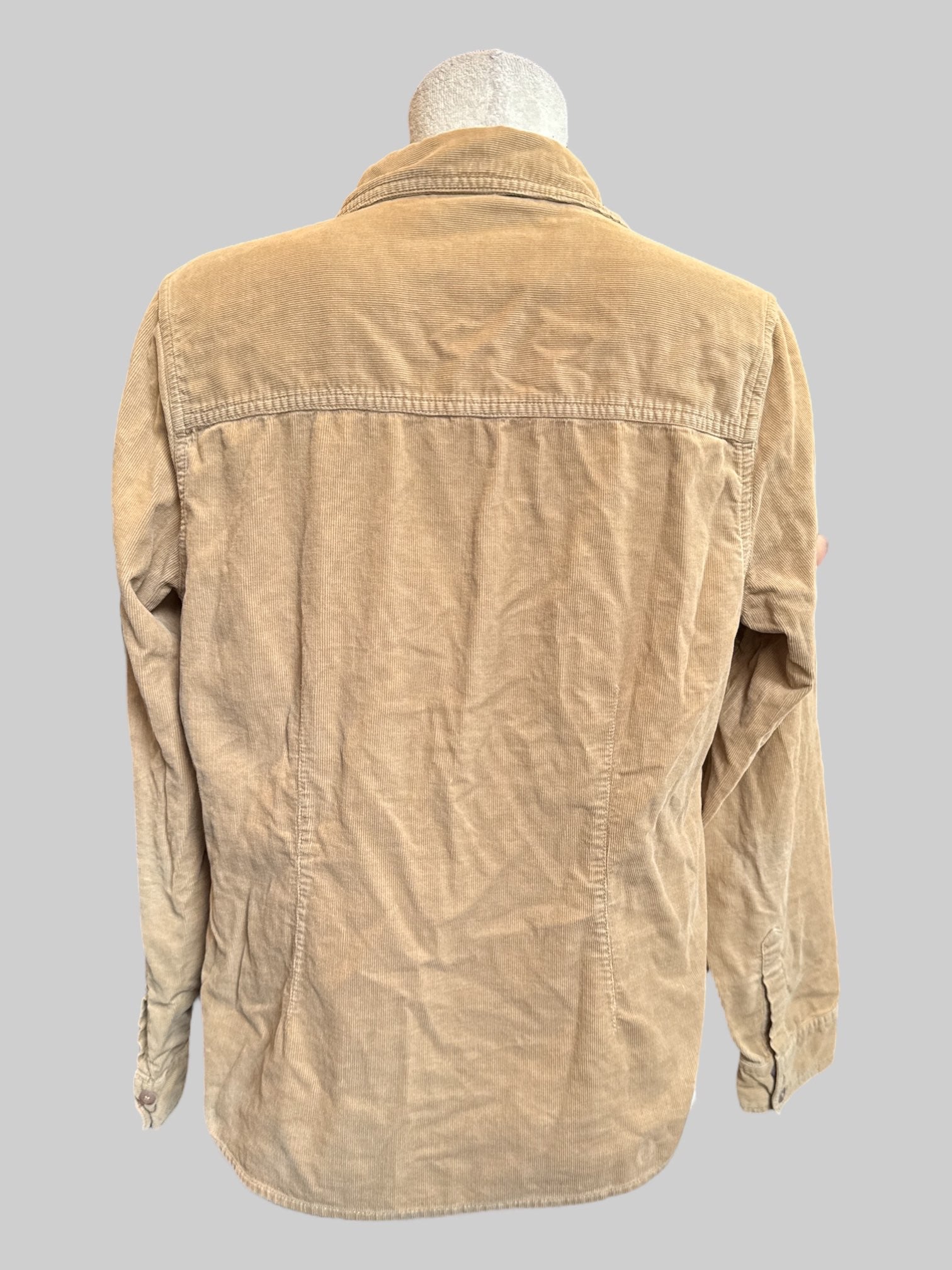 L Petite tan corduroy button up