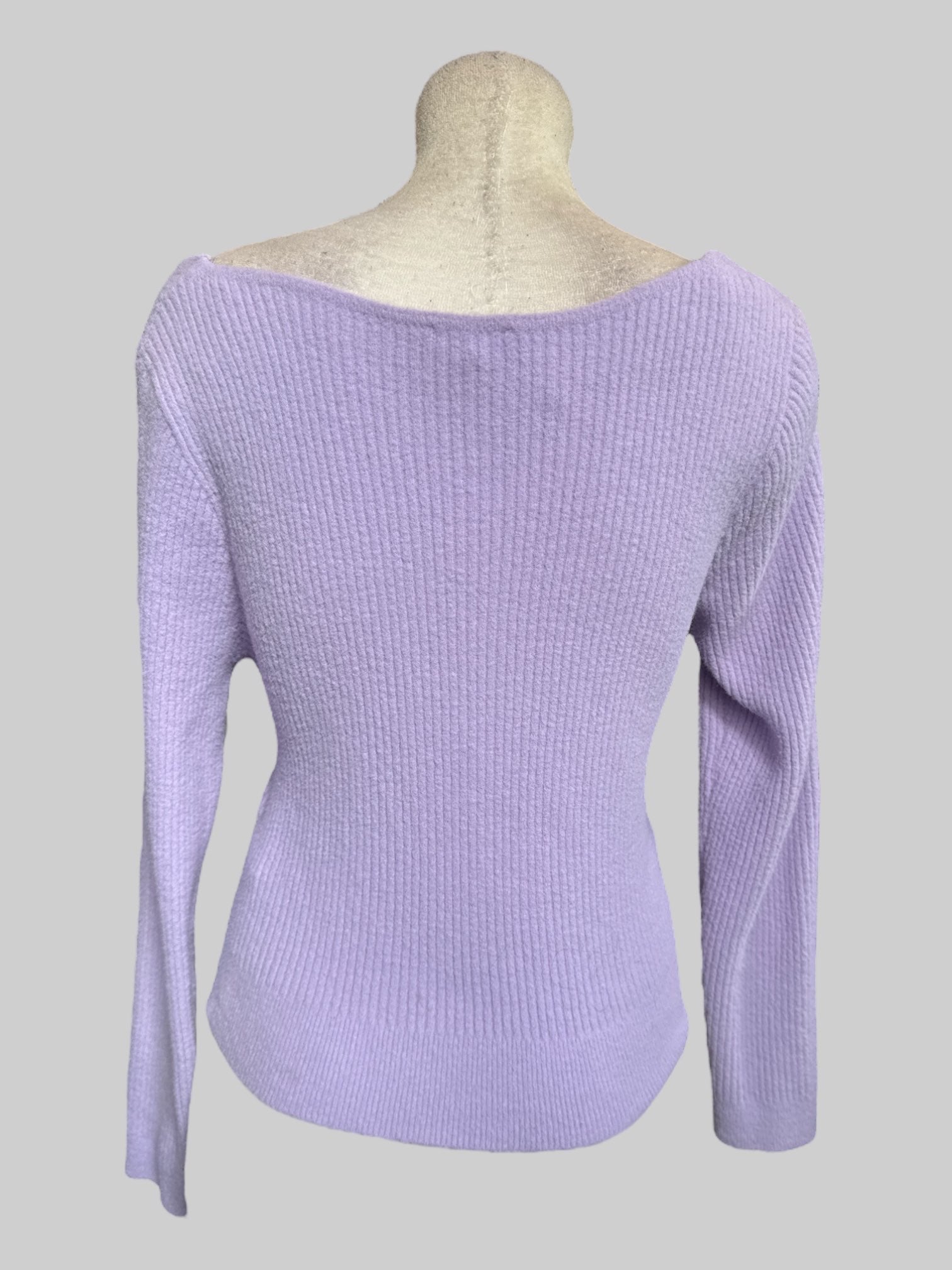 XL Light purple soft ribbed sweetheart neckline sweater