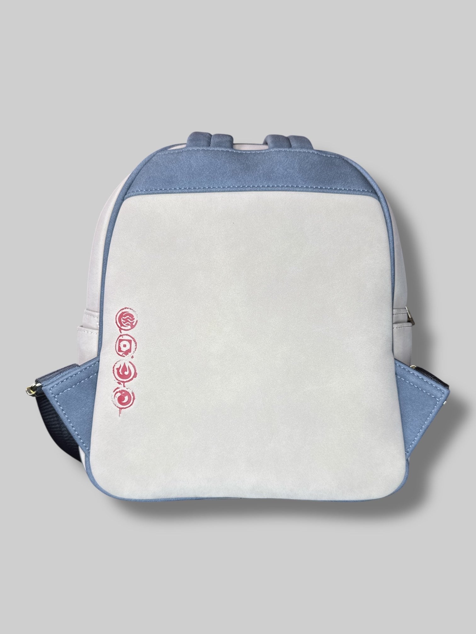 Avatar Legends of Korra lounge fly backpack with zipper pockets inside and out, and design on back
