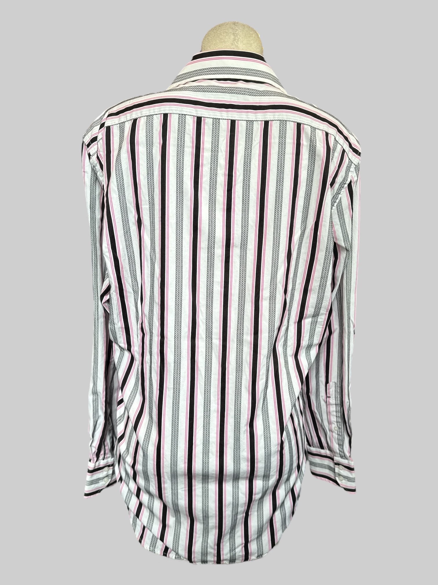 XL White pink and black button up shirt