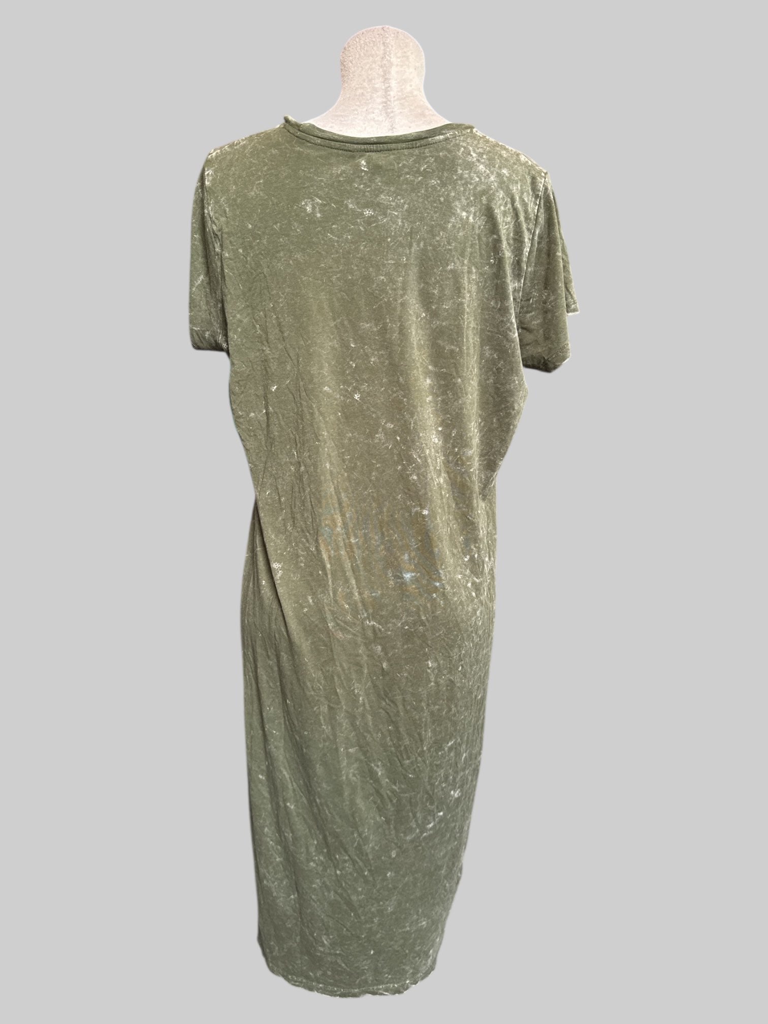 1X Green and white paint splatter flowy dress