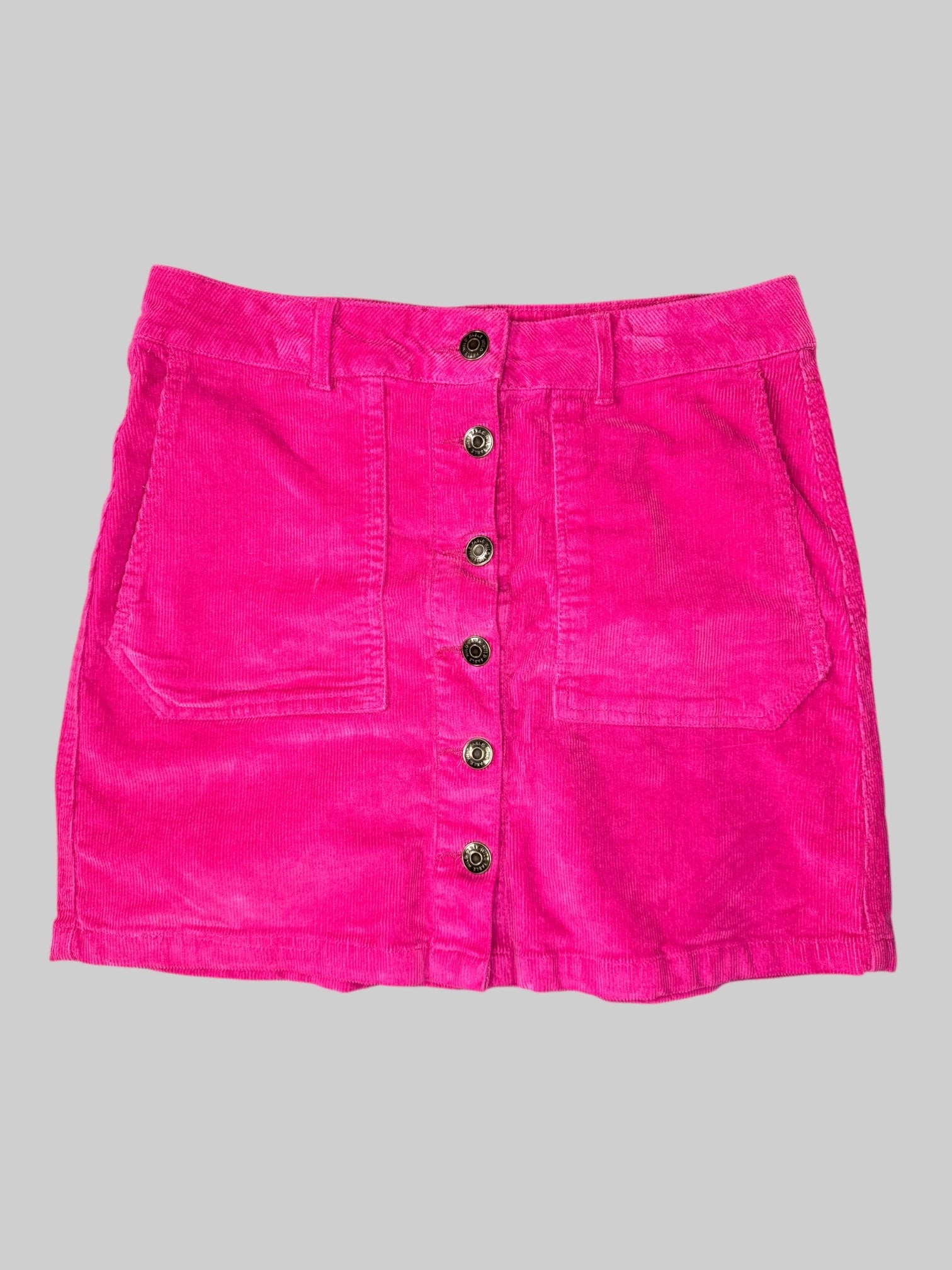 L Hot pink button-down skirt with belt, loops and pockets