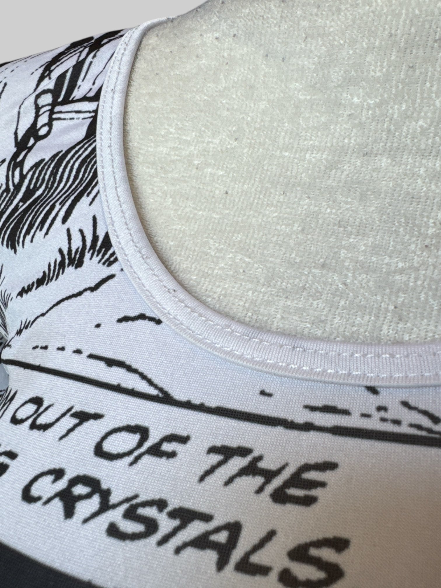 M white and black Star Wars long sleeve crop top