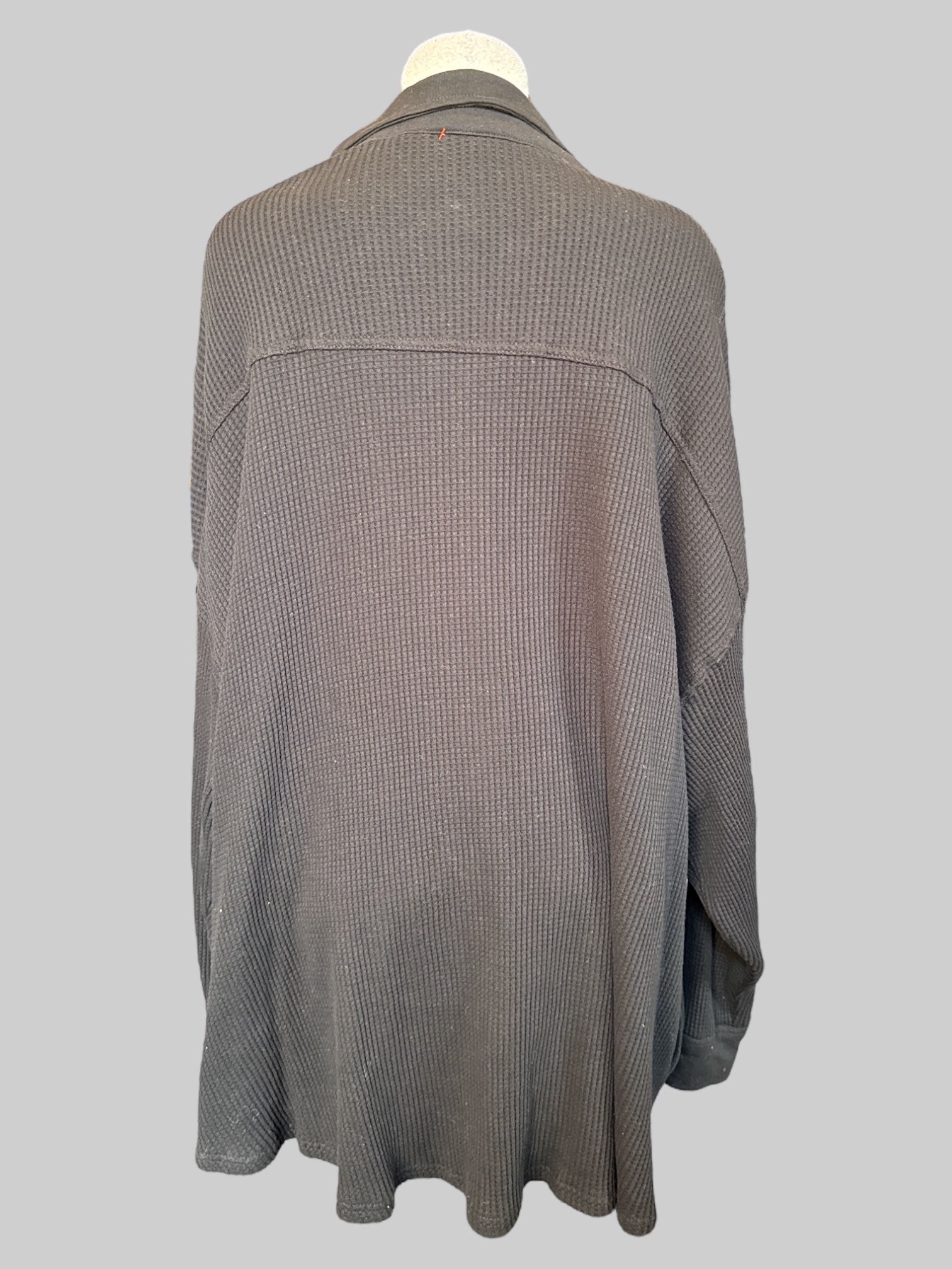 6X Black long sleeve waffle knit button up cardigan