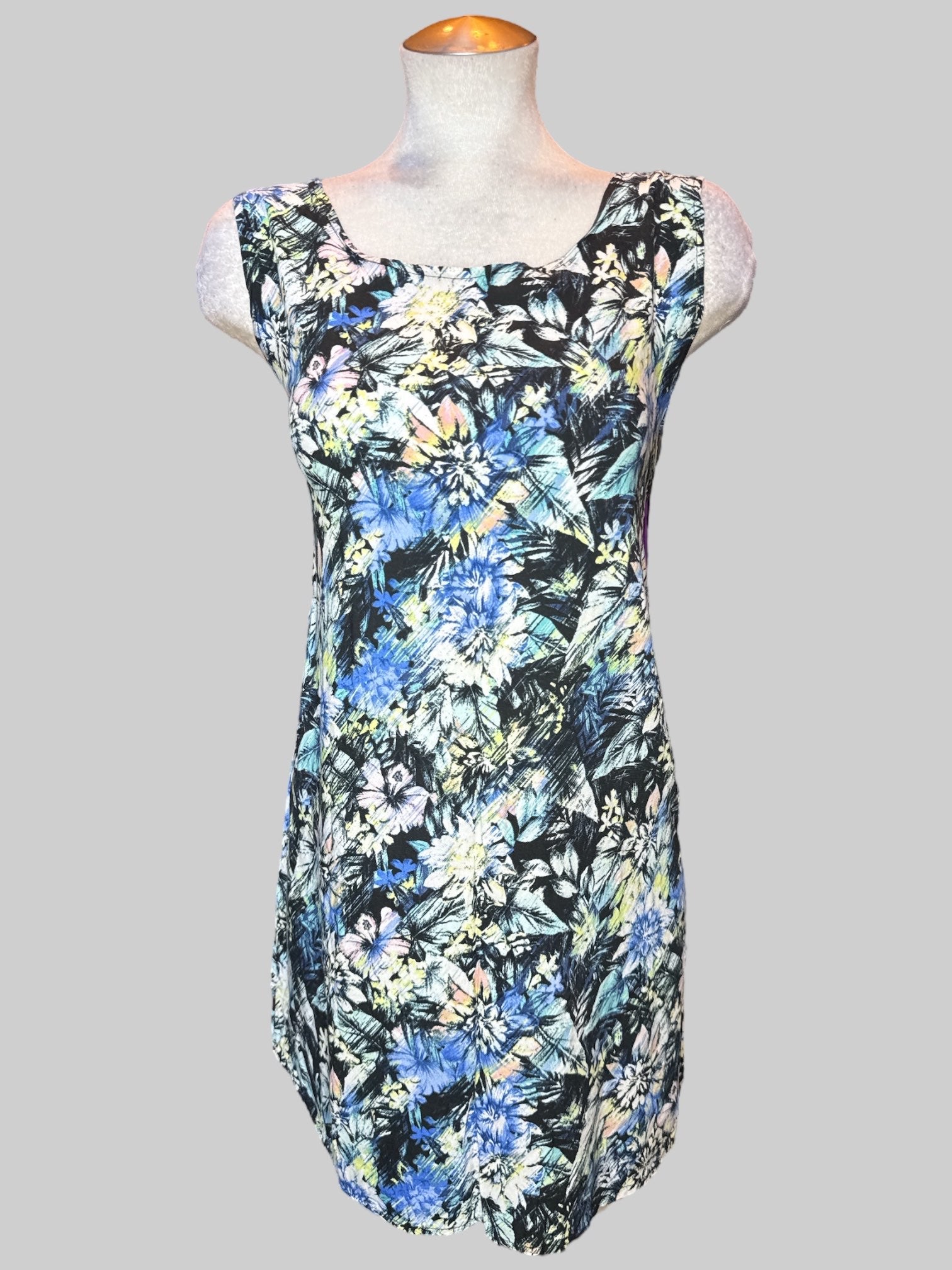 L Multicolor tropical print short dress
