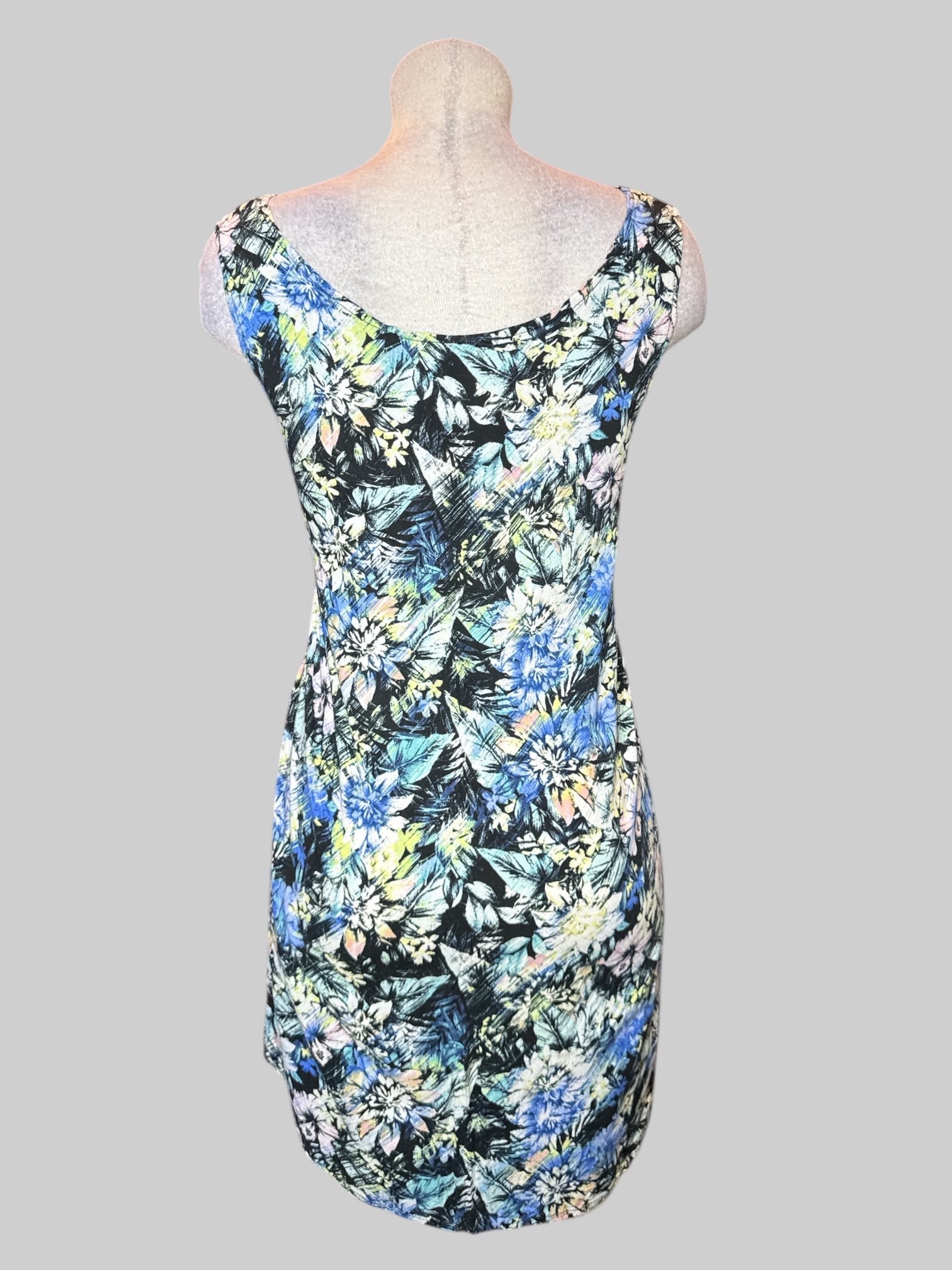 L Multicolor tropical print short dress