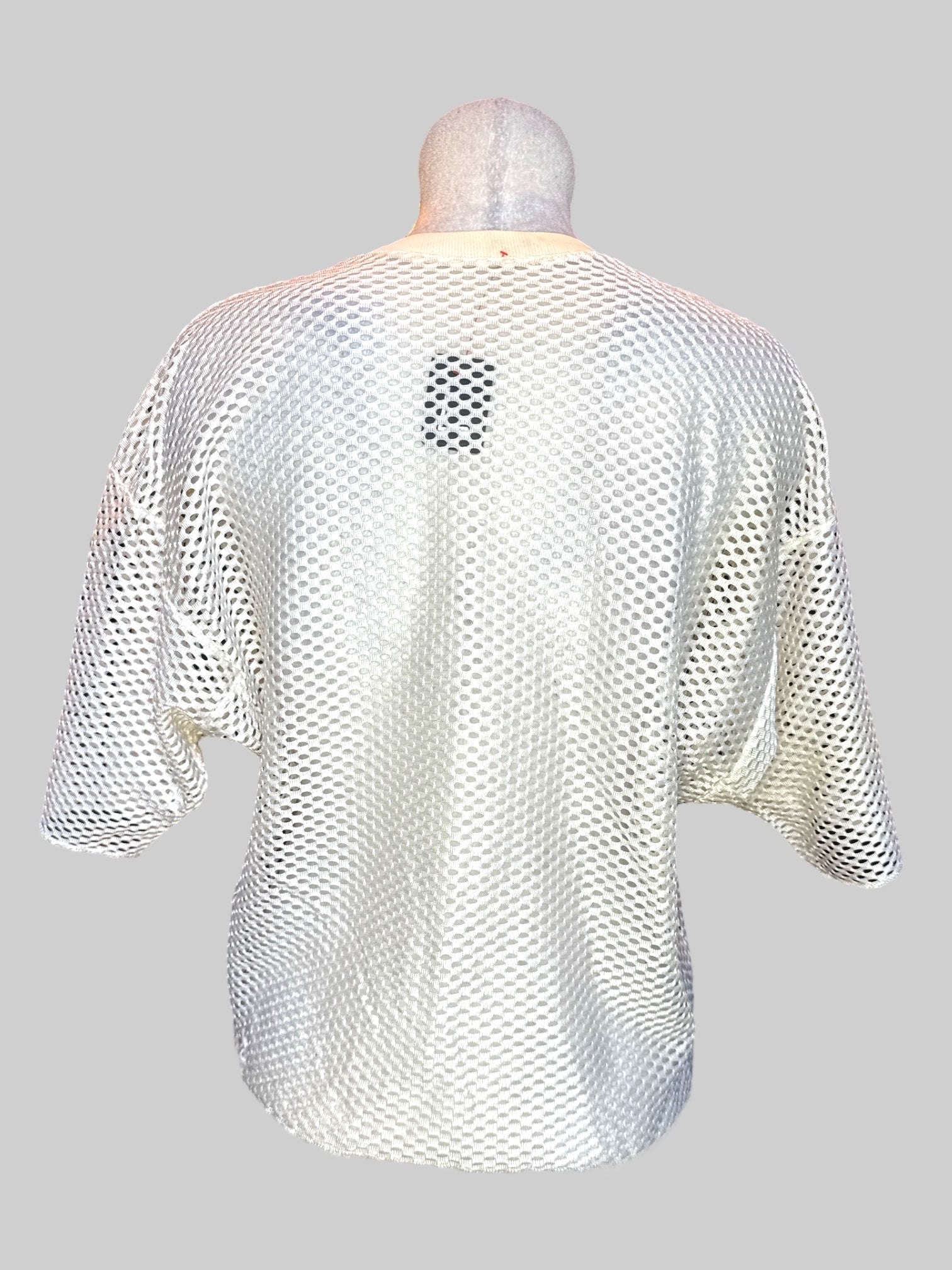 L Vintage cropped white mesh Syracuse lacrosse camp shirt