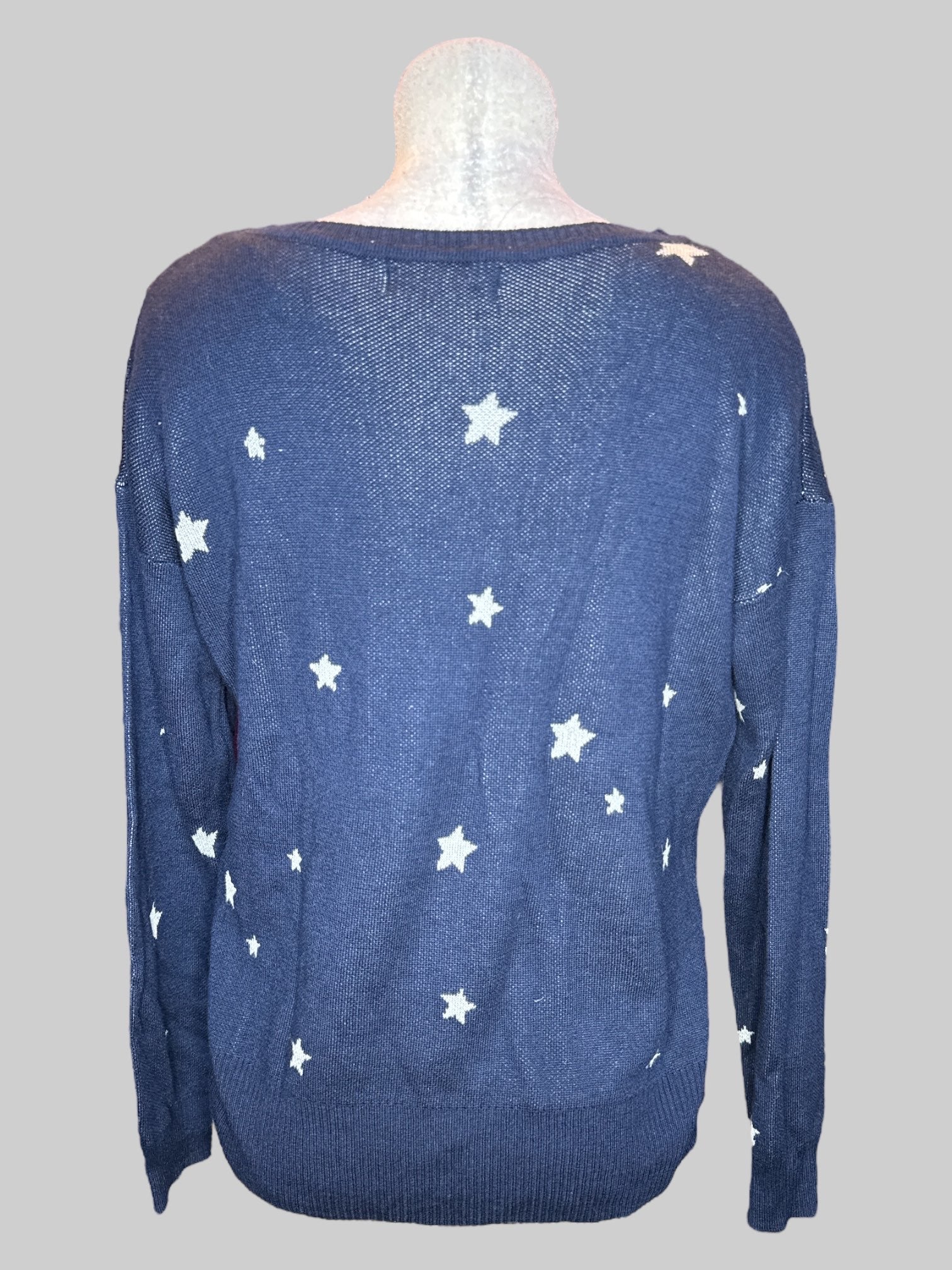 XL Navy blue sweater with white stars