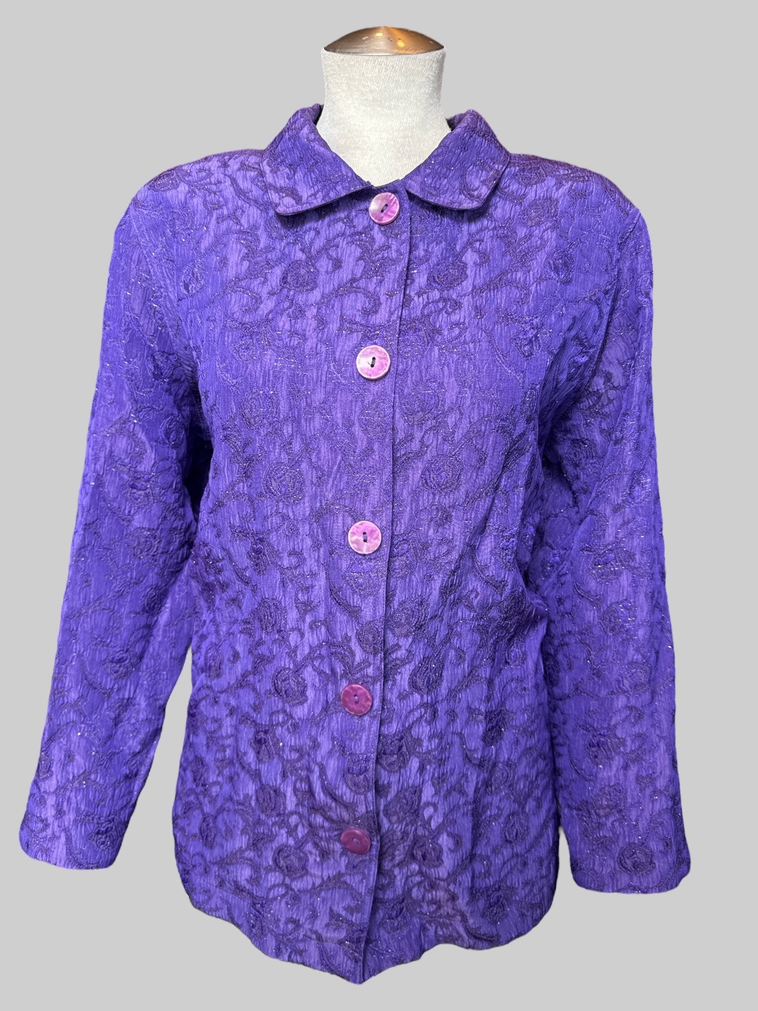0X Vintage purple jacket with purple and silver florals