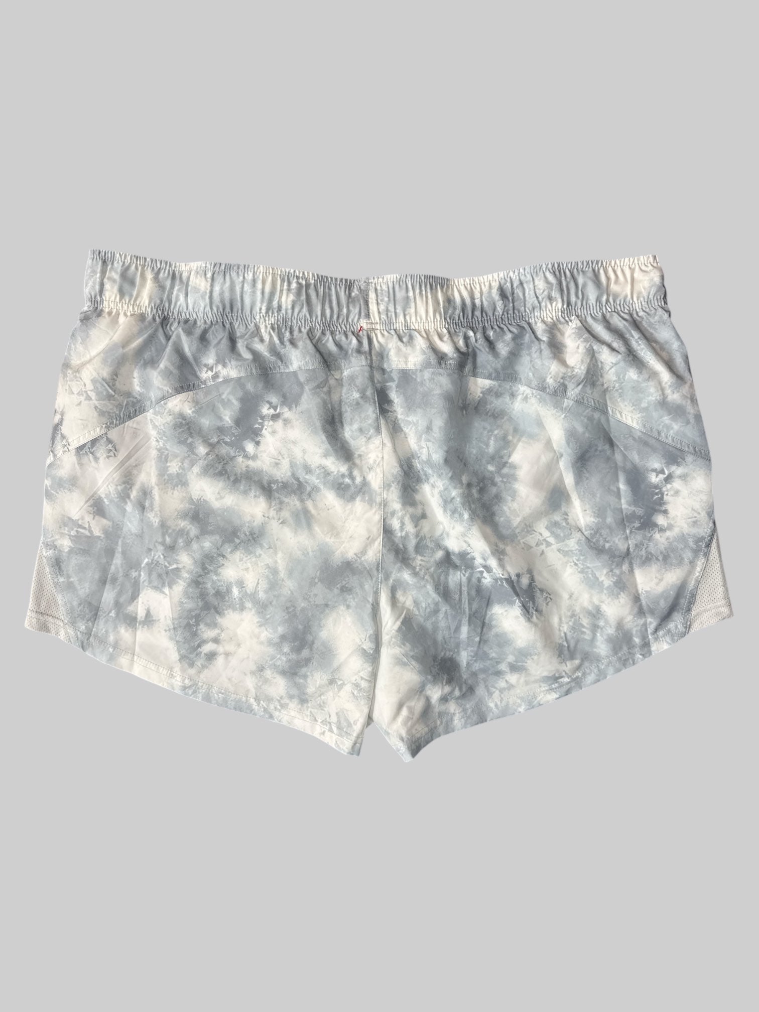 2X NWT White and grey tie-dye design, running shorts with stretchy waist and pockets