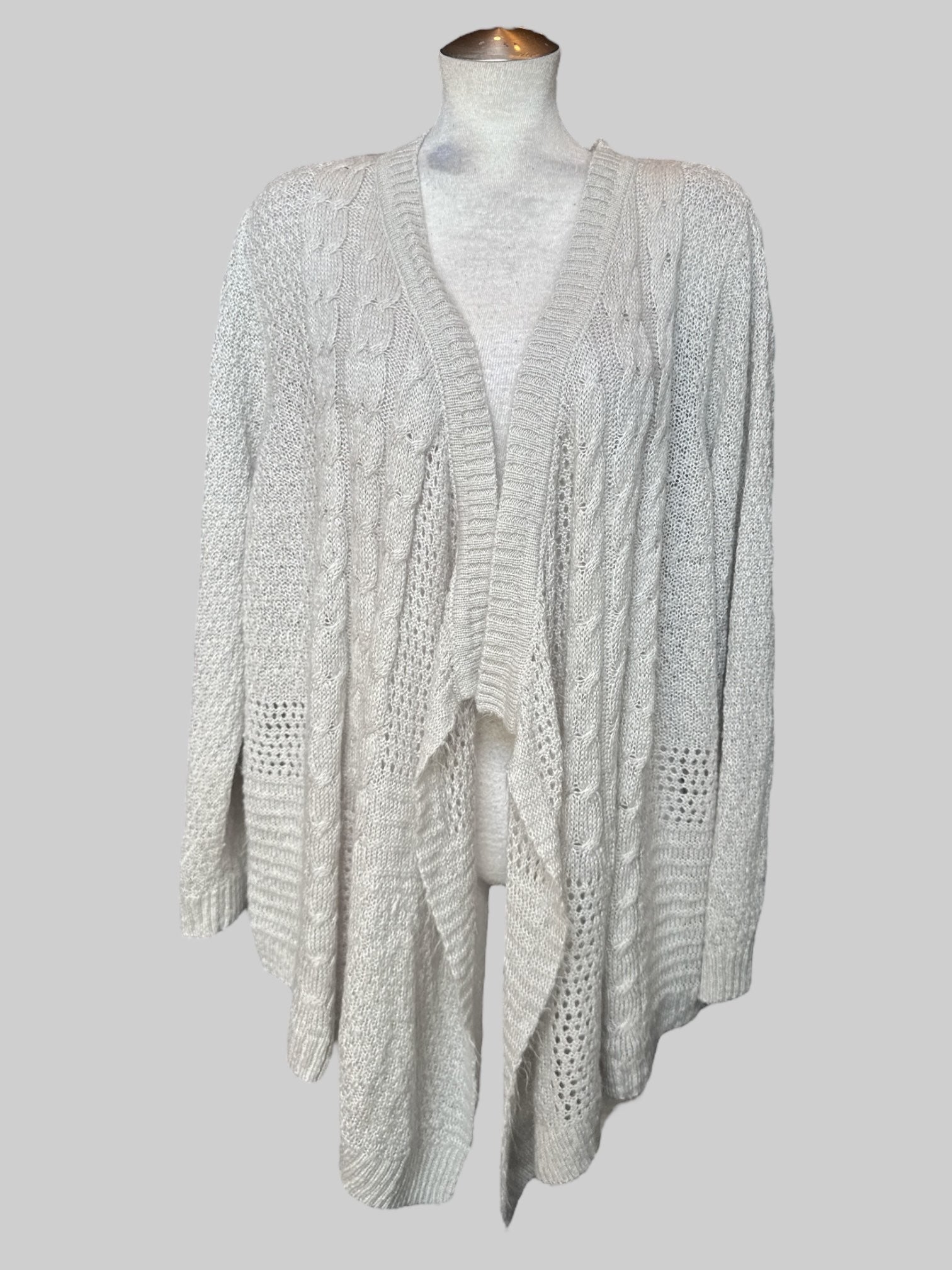 5X Off white flowy knit cardigan