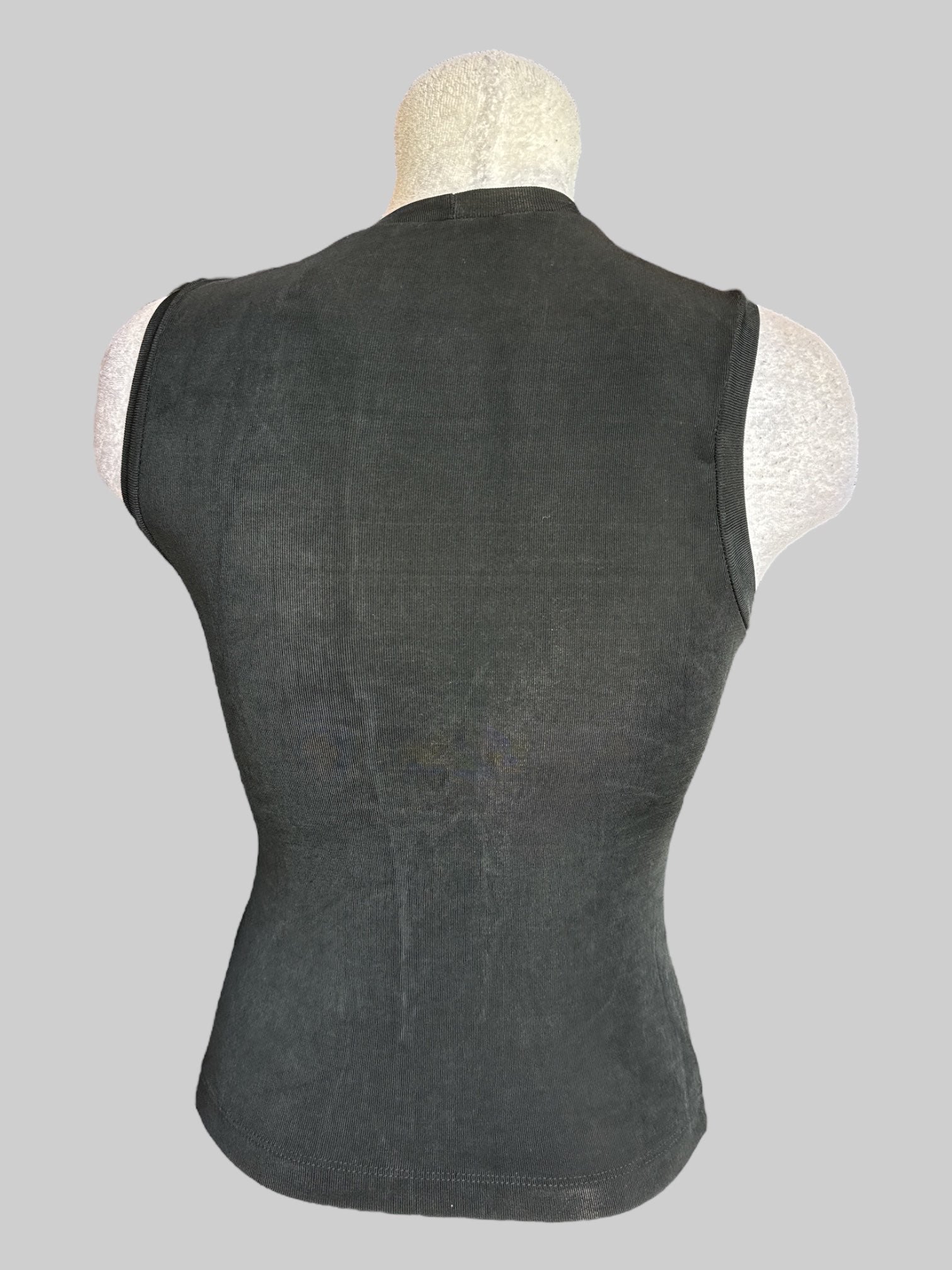 S Vintage black slinky texture sleeveless top