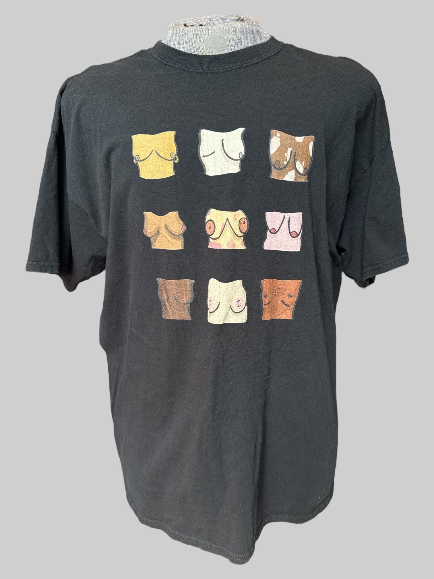2X Black T-shirt with breast graphics