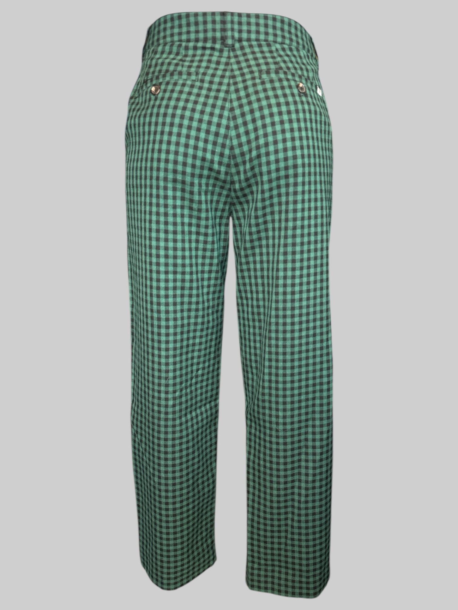 M Green and black gingham pants