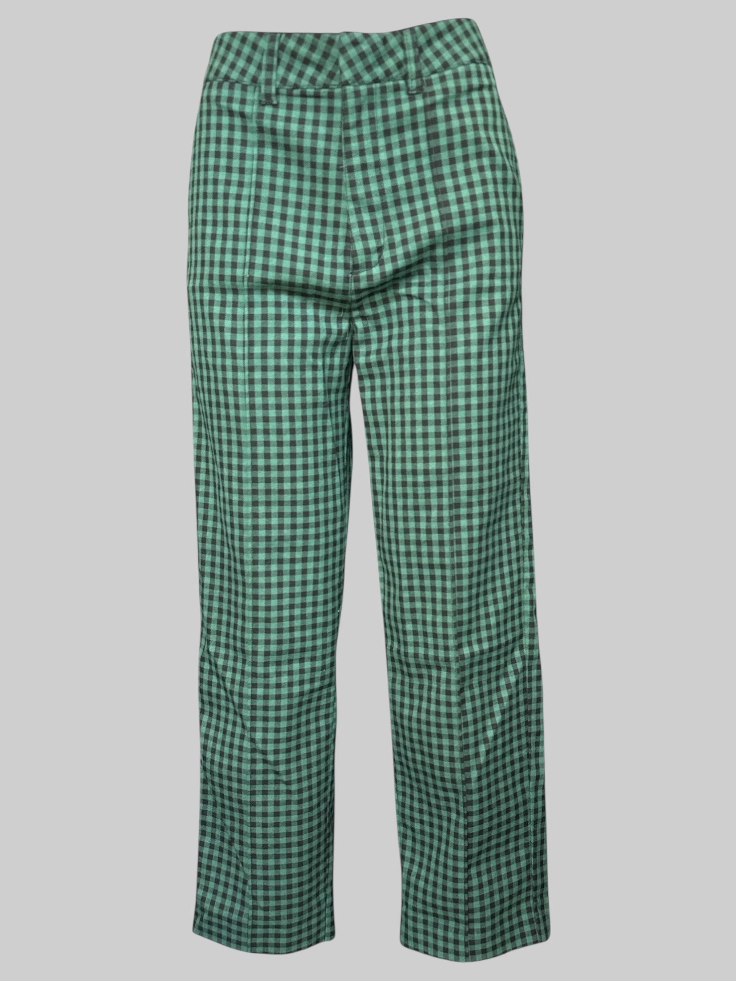 M Green and black gingham pants